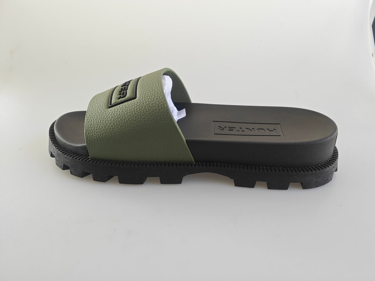 Claquettes Hunter Unisex Vegan Synthetic Slider Vert Kaki – EU 39