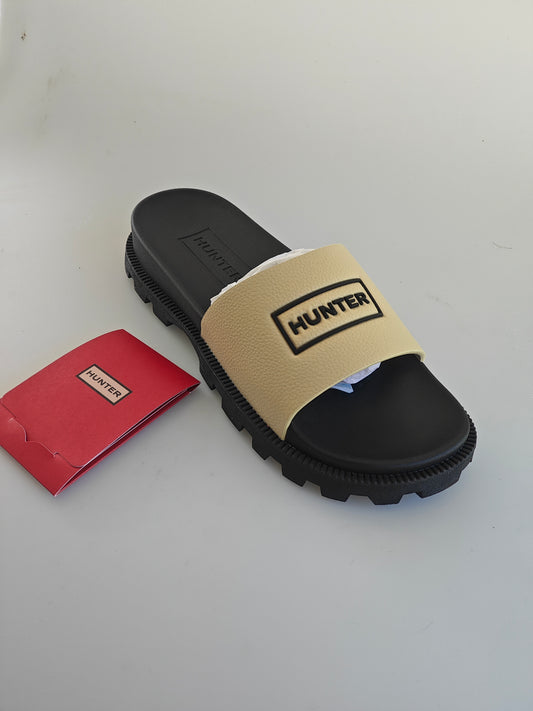 Hunter Unisex Vegan Synthetic Slider – Gravel – Taille 41 – Neuves avec boîte