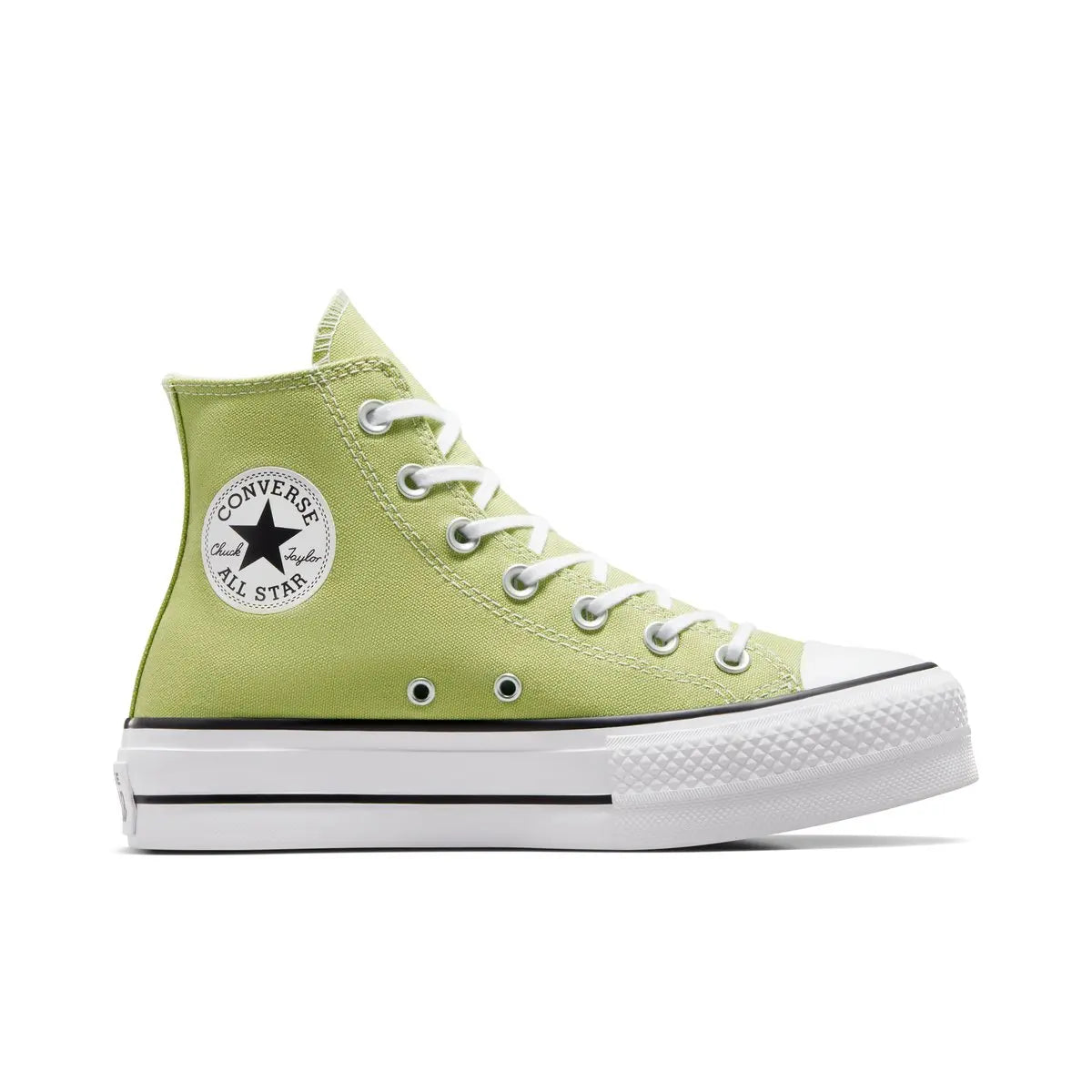 Baskets montantes vertes en toile Chuck Taylor All Star Lift de Converse, avec semelle plateforme à rayures.
