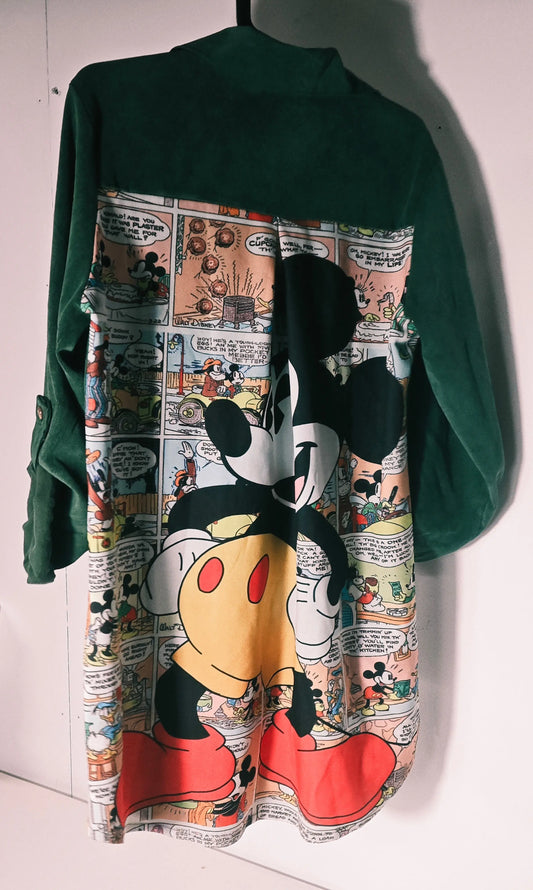 Robe chemise originale en velours côtelé – dos Mickey SECONDE MAIN Upstyle Destock