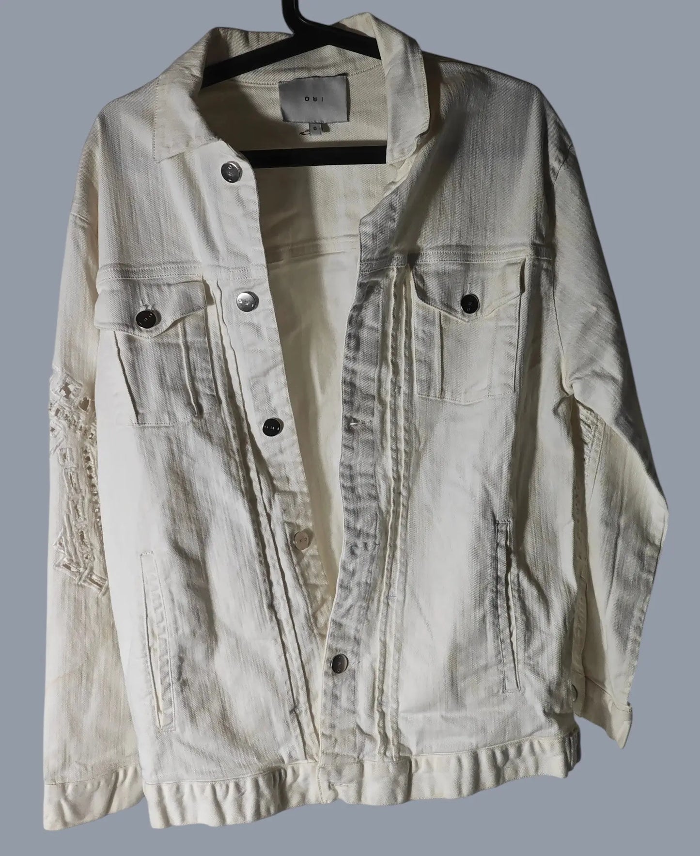 Veste en jean blanche IRO (manches ajourées) - SECONDE MAIN IRO