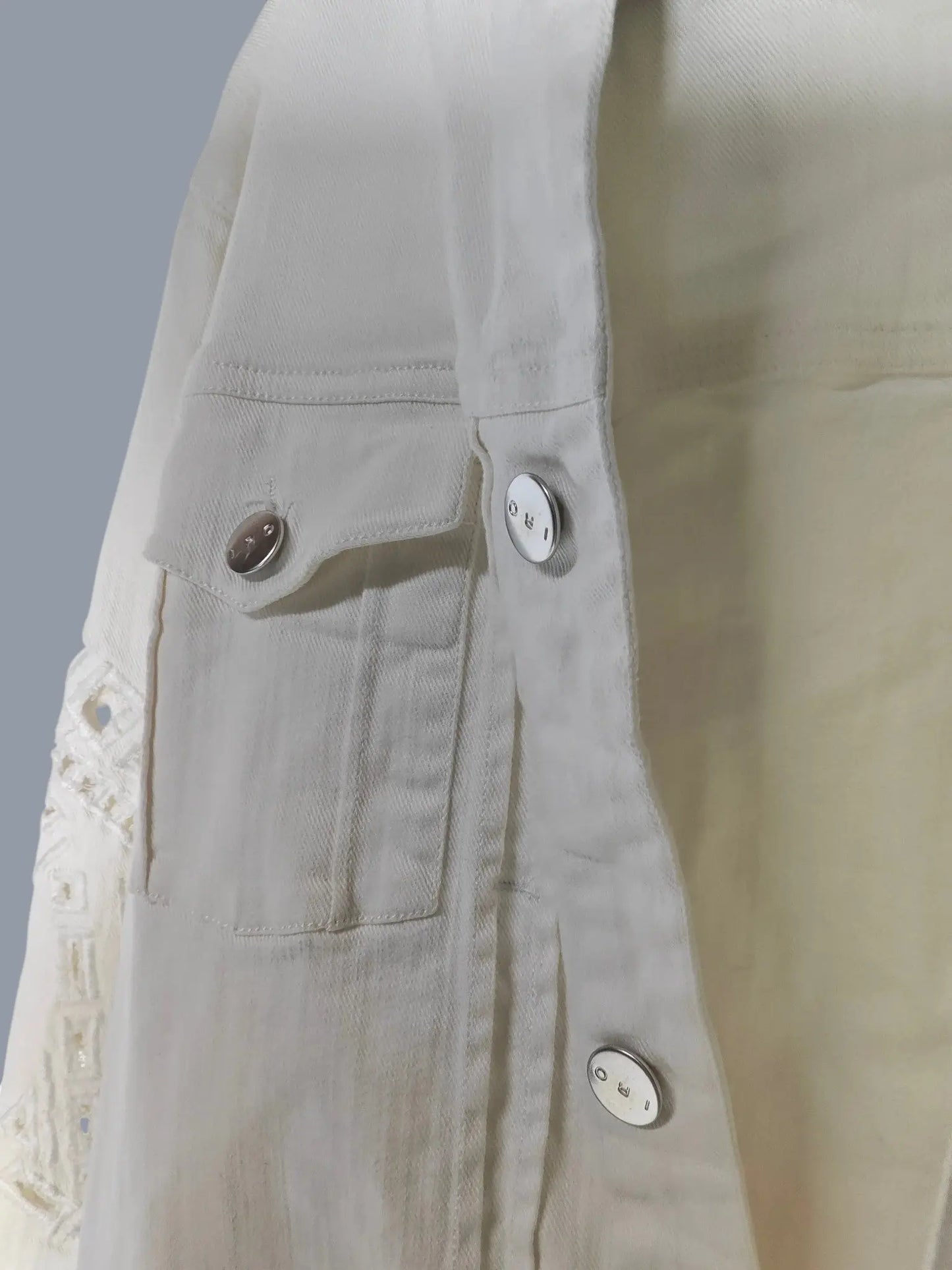 Veste en jean blanche IRO (manches ajourées) - SECONDE MAIN IRO