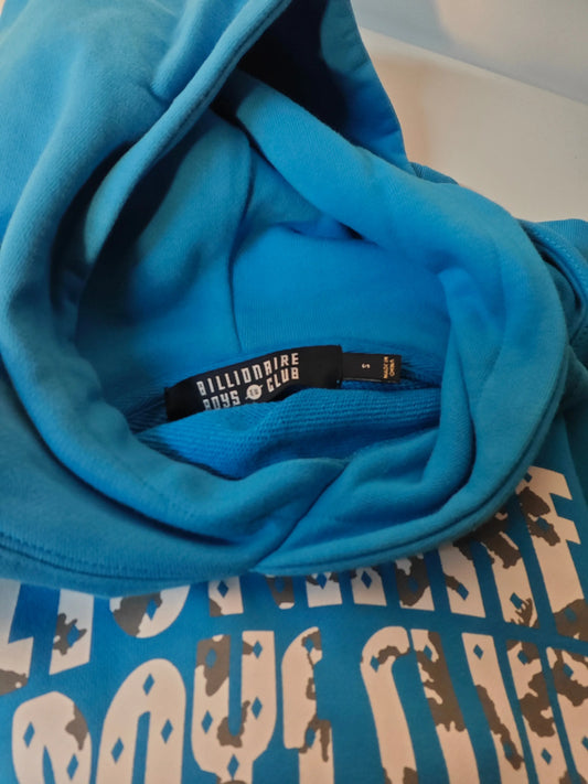 Sweat-shirt bleu de Billionaire Boys Club, avec imprimé graphique et capuche doublée.