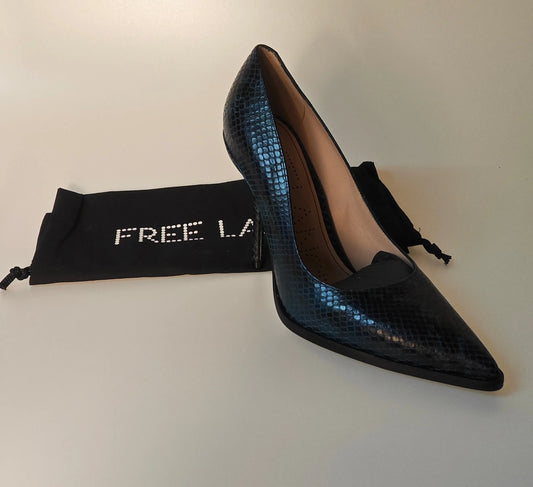 Escarpins Free Lance Jamie 10 Pump Bleu Nuit – Cuir Snake Print T.39.5 Free Lance