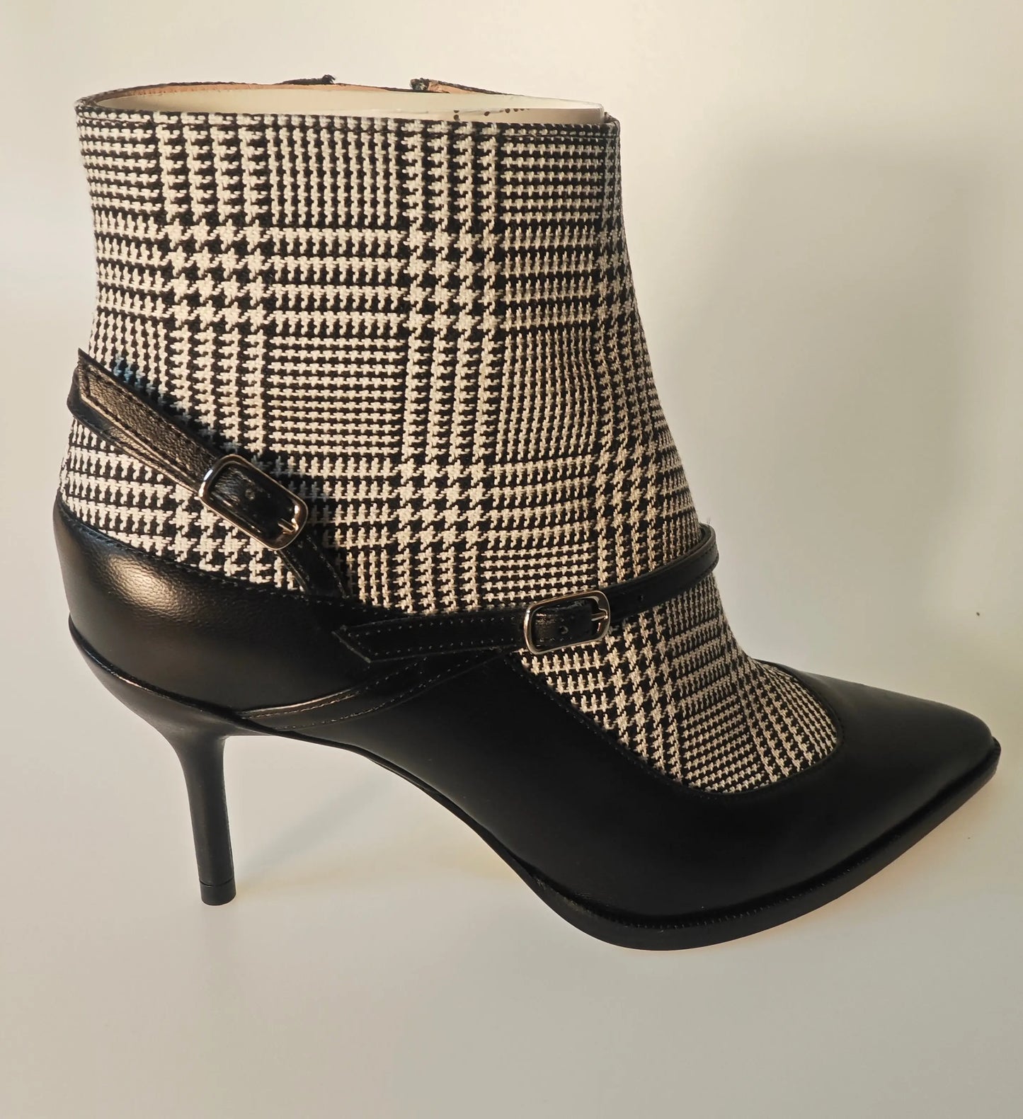 Bottines Free Lance – Pied-de-Poule &amp; Cuir Noir – Taille 35 Free Lance