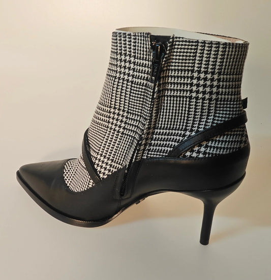 Bottines Free Lance – Pied-de-Poule &amp; Cuir Noir – Taille 35 Free Lance