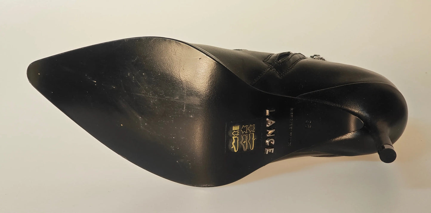 Bottines Free Lance – Pied-de-Poule &amp; Cuir Noir – Taille 35 Free Lance