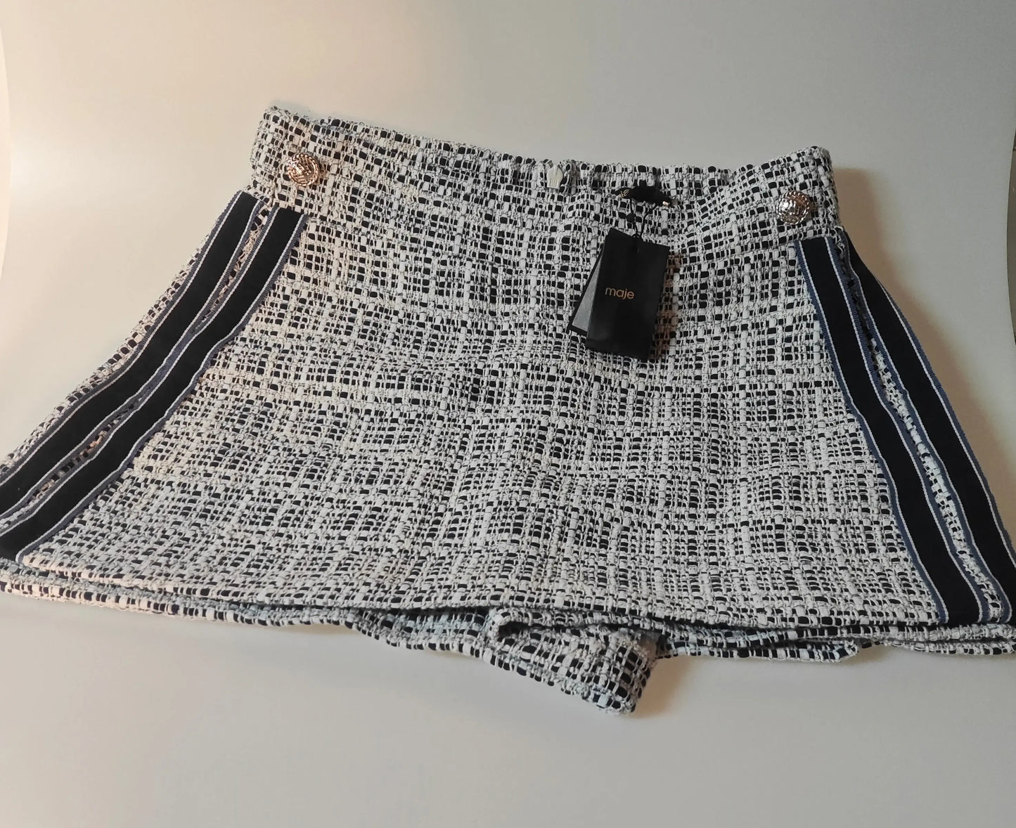 Short Jupe MAJE Tweed Bleu & Blanc – Taille 38 Maje