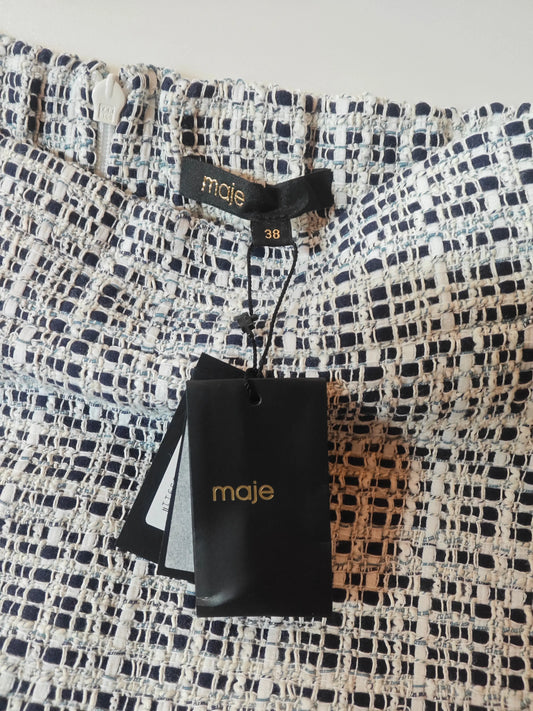 Short Jupe MAJE Tweed Bleu & Blanc – Taille 38 Maje
