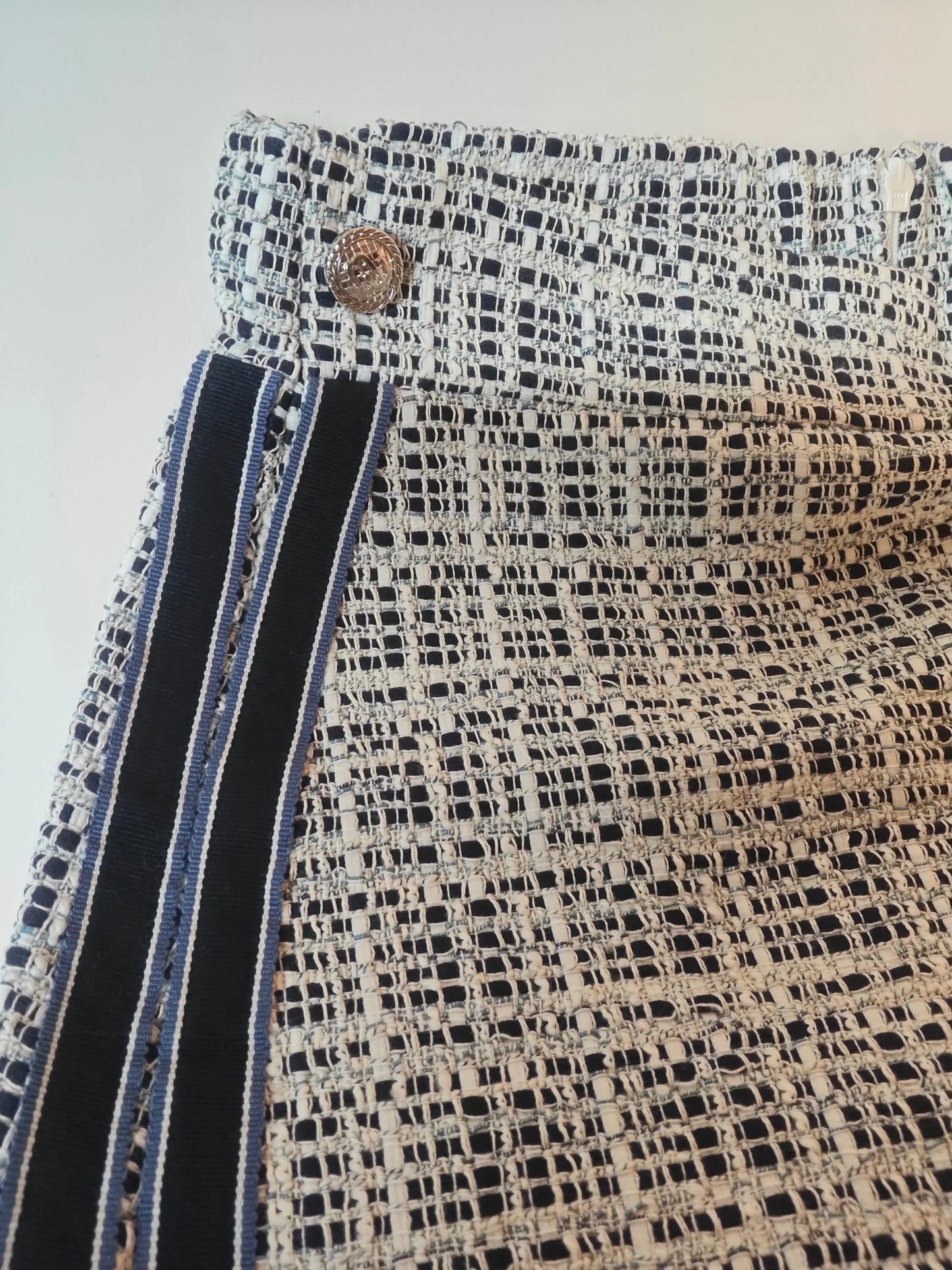 Short Jupe MAJE Tweed Bleu & Blanc – Taille 38 Maje