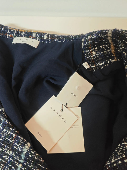 Robe Sandro Paris – Tweed Bleu – Taille 36 Sandro