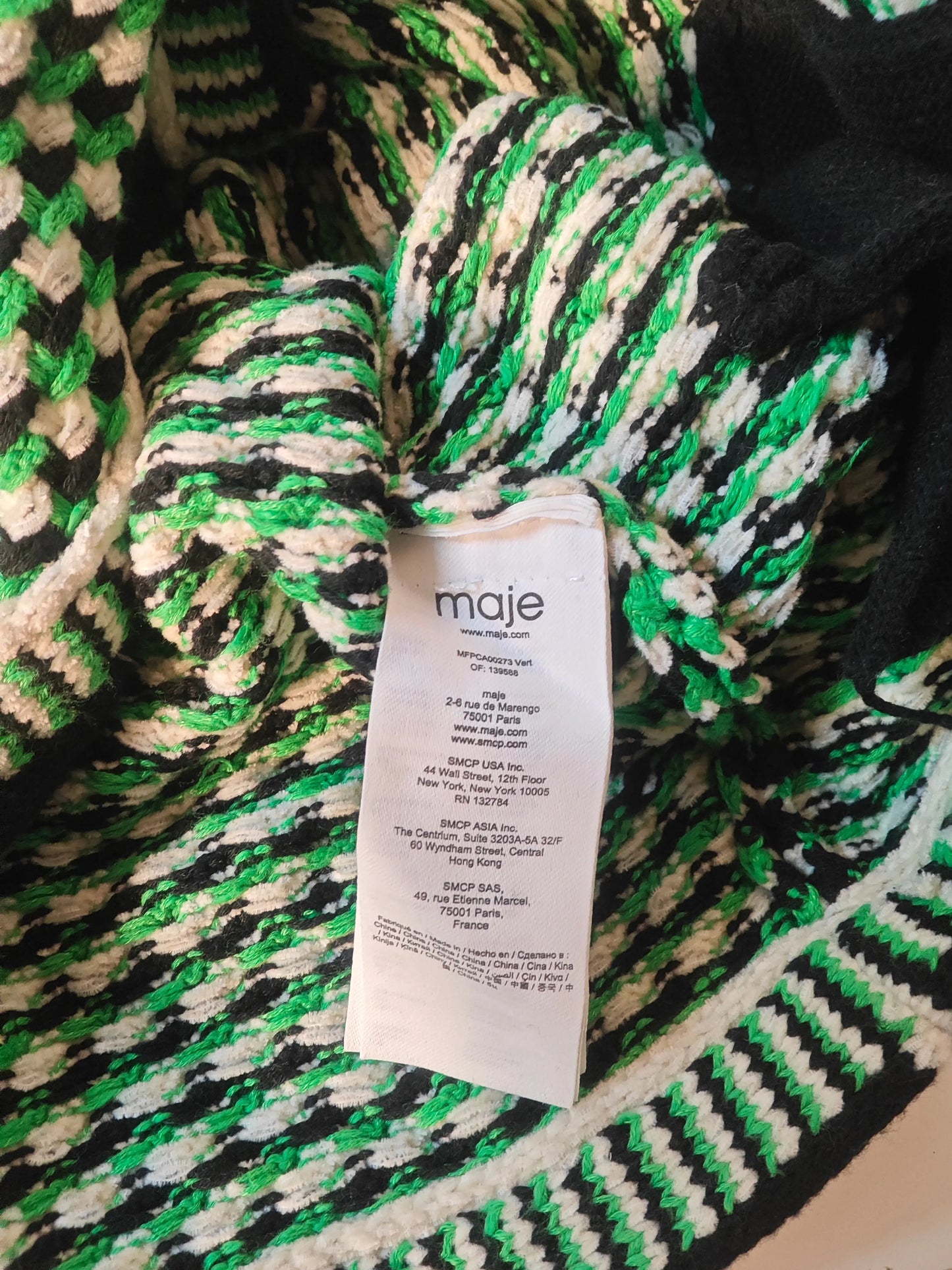 Veste Maje Femme – Modèle Maille Structurée Vert/Noir T.1 Maje