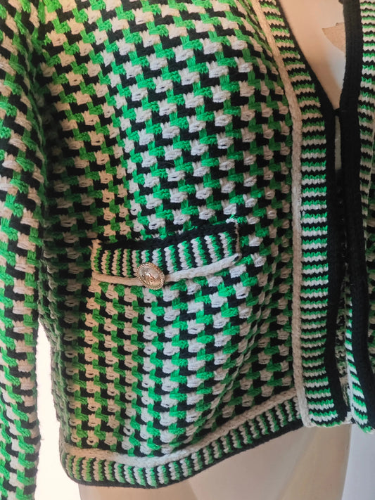 Veste Maje Femme – Modèle Maille Structurée Vert/Noir T.1 Maje