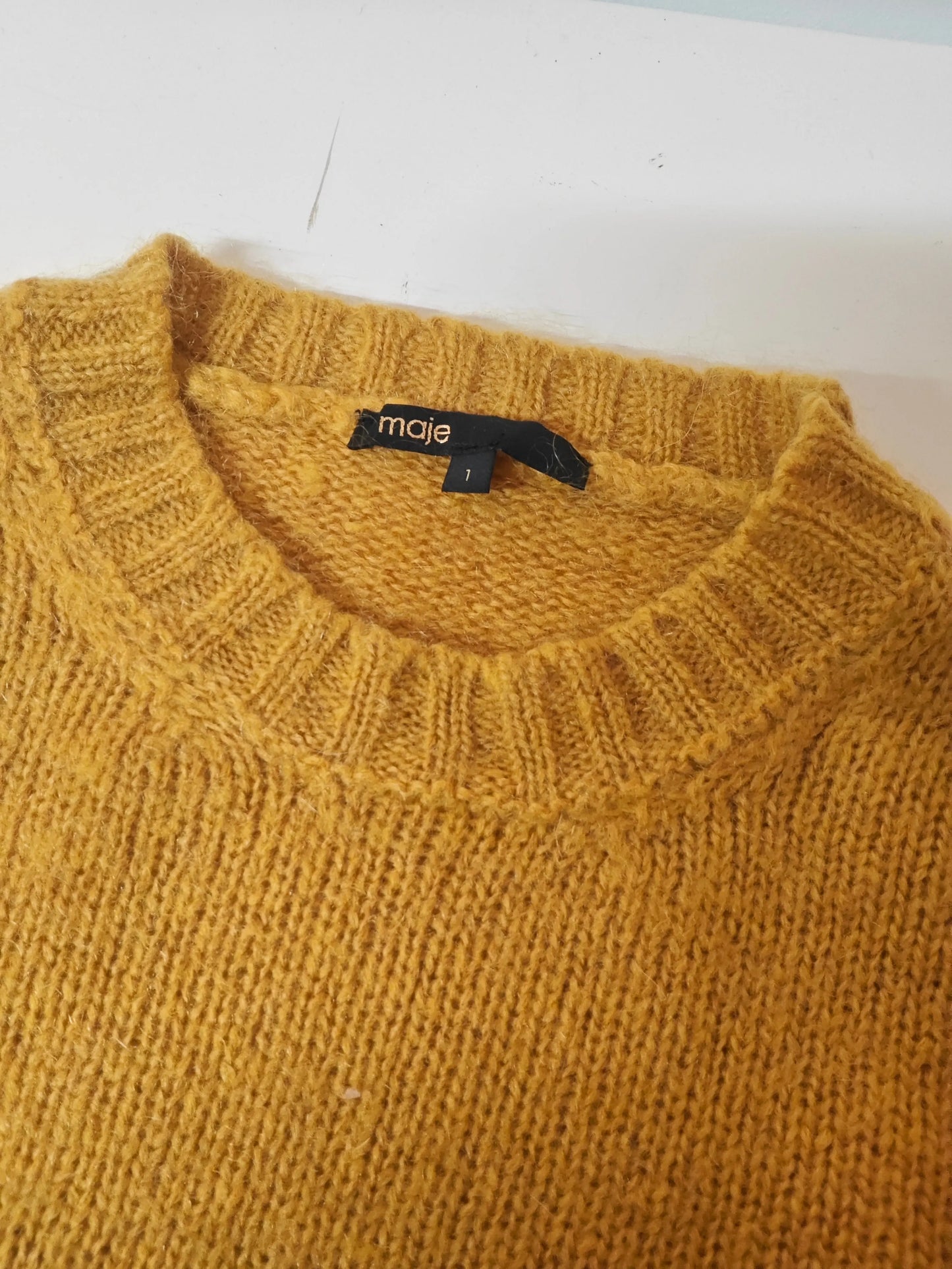 Pull Maje – Mohair Laine – Jaune Moutarde – T1 36/38 Maje