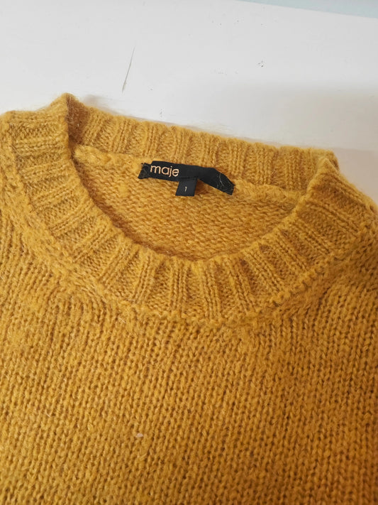 Pull Maje – Mohair Laine – Jaune Moutarde – T1 36/38 Maje