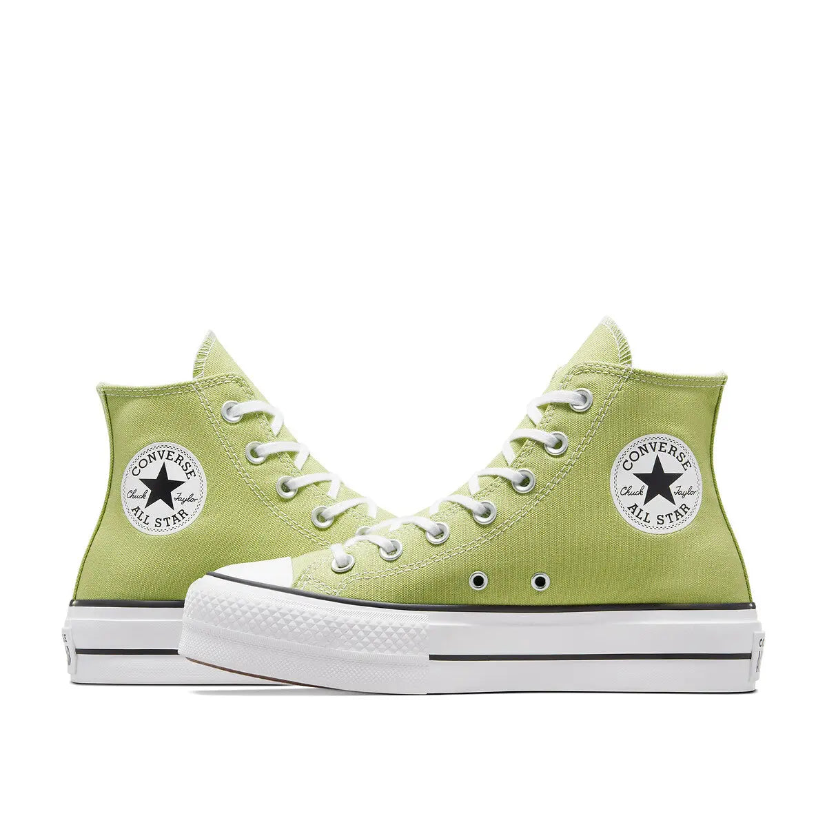 Baskets montantes vertes Converse Chuck Taylor All Star Lift de Converse, avec semelle compensée blanche.