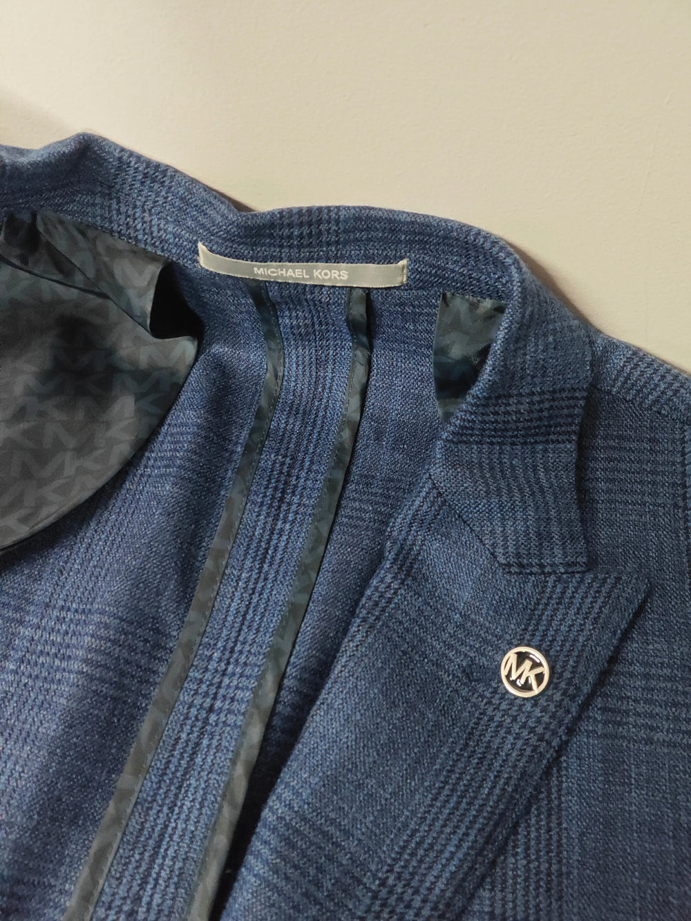Blazer Michael Kors Slim Fit bleu à carreaux – laine – taille 48 Michael Kors