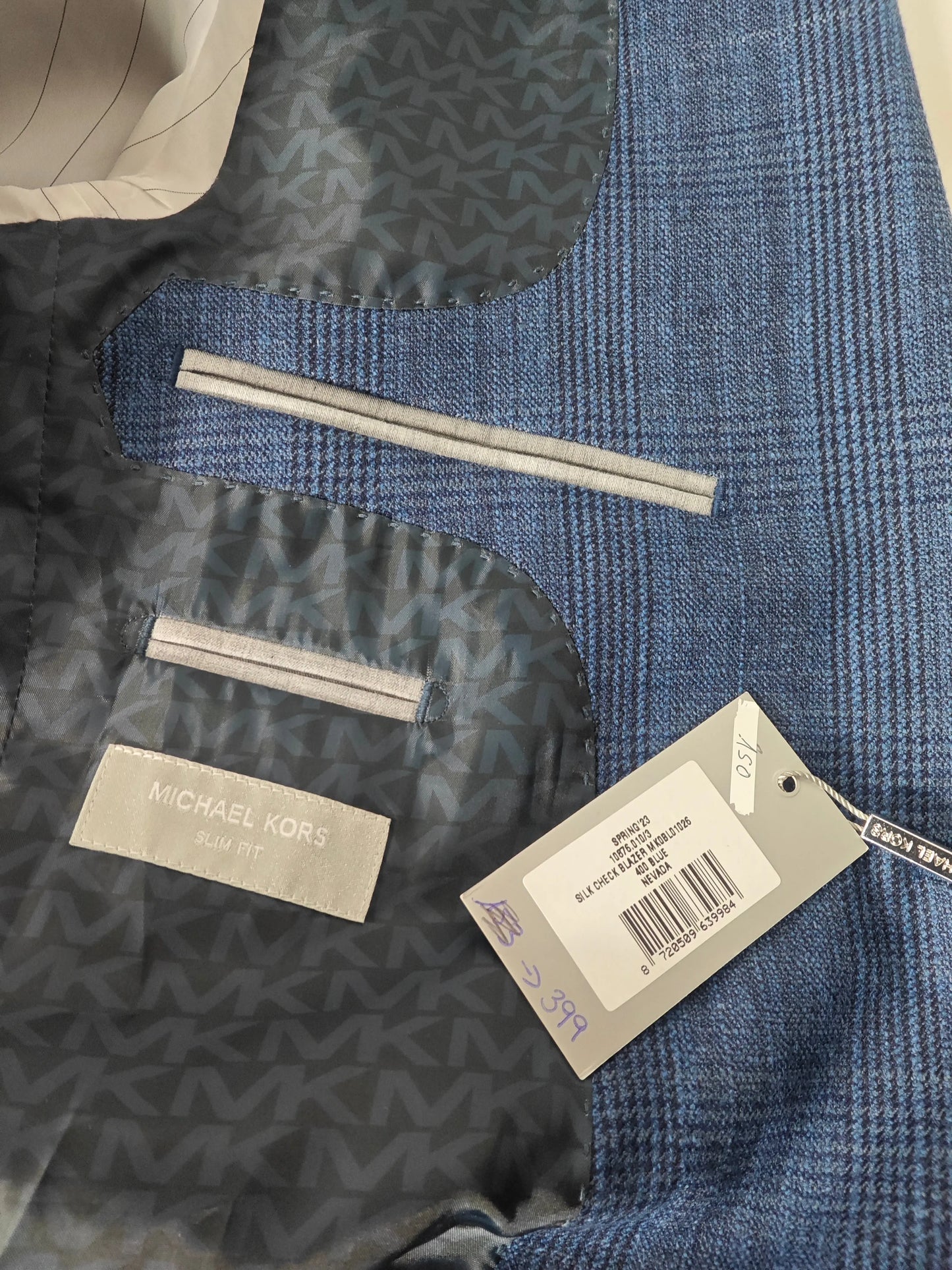 Blazer Michael Kors Slim Fit bleu à carreaux – laine – taille 48 Michael Kors
