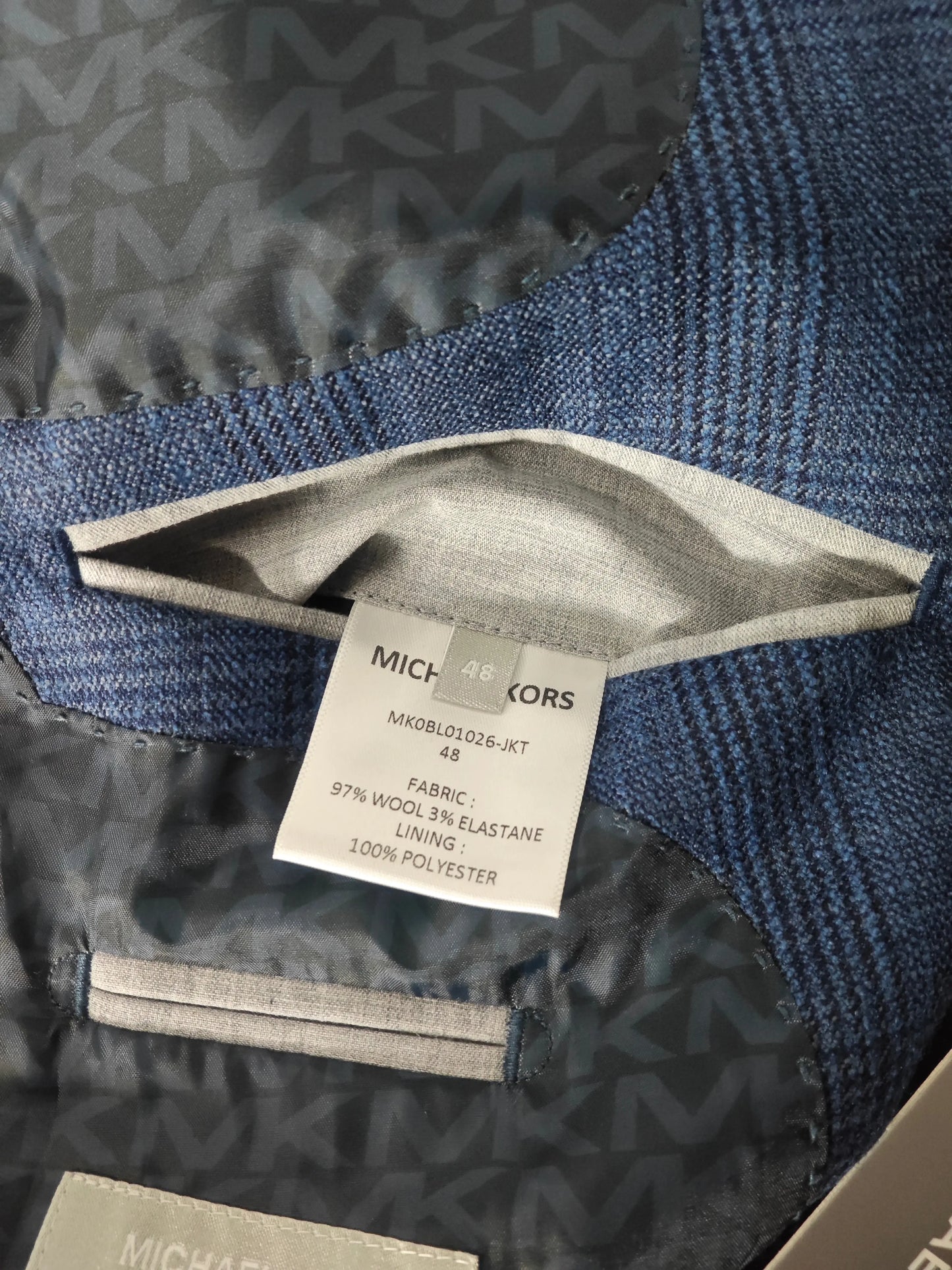 Blazer Michael Kors Slim Fit bleu à carreaux – laine – taille 48 Michael Kors