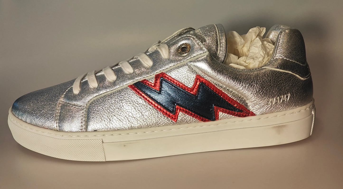 Baskets Zadig & Voltaire – Cuir argenté – Éclair signature – Taille 43 – Made in Portugal Zadig & Volataire