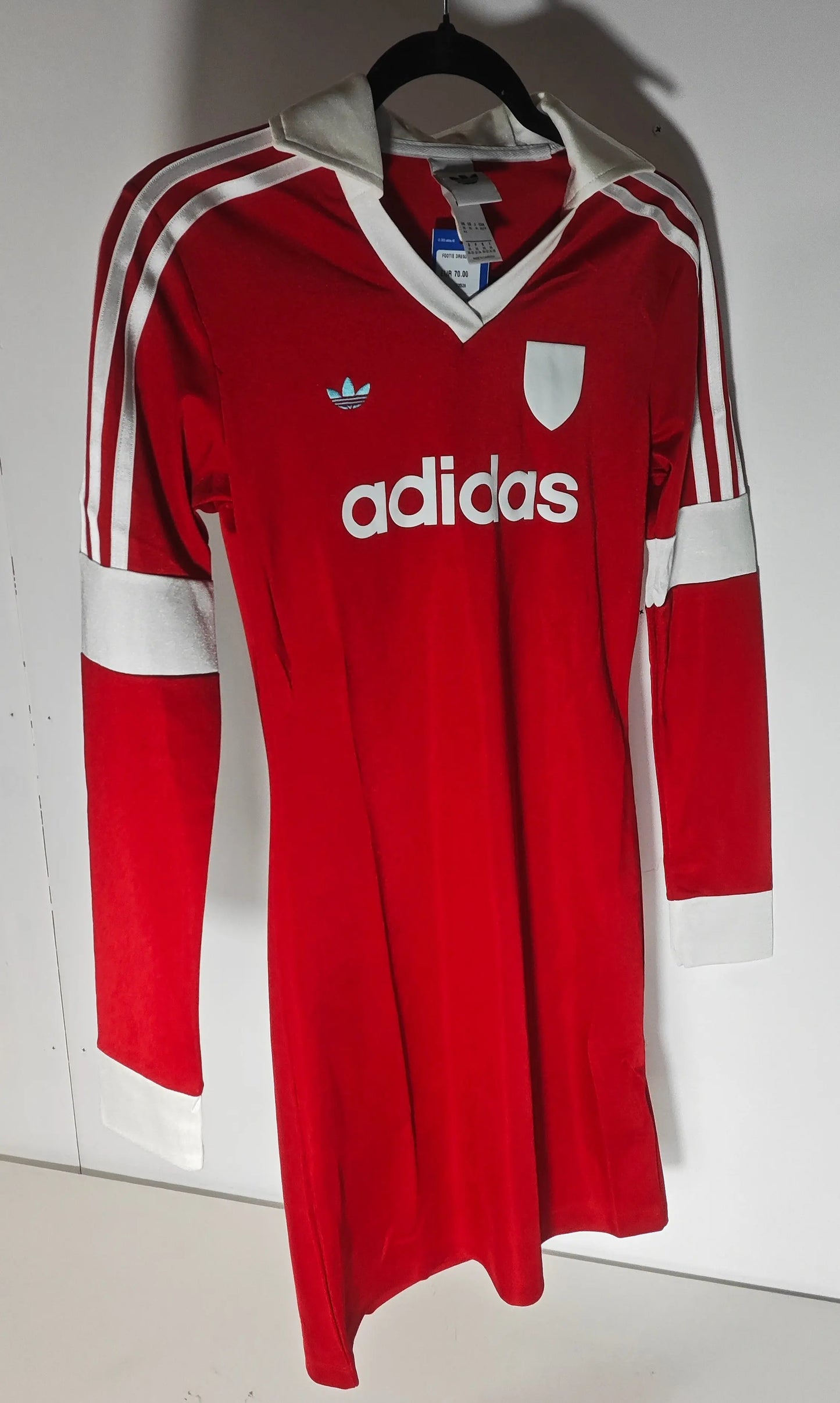 Robe Adidas Originals Footie Dress Rouge XS Neuve Étiquette Style Maillot Vintage Adidas