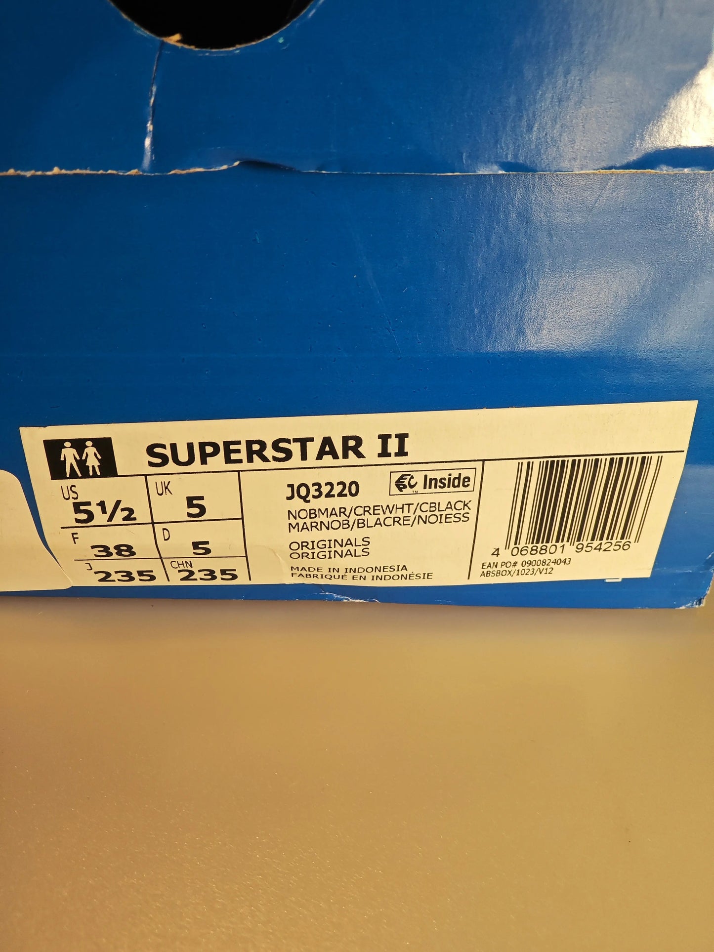Adidas Superstar II bordeaux / noir / blanc – T38 – neuves – réf. JQ3220 Adidas