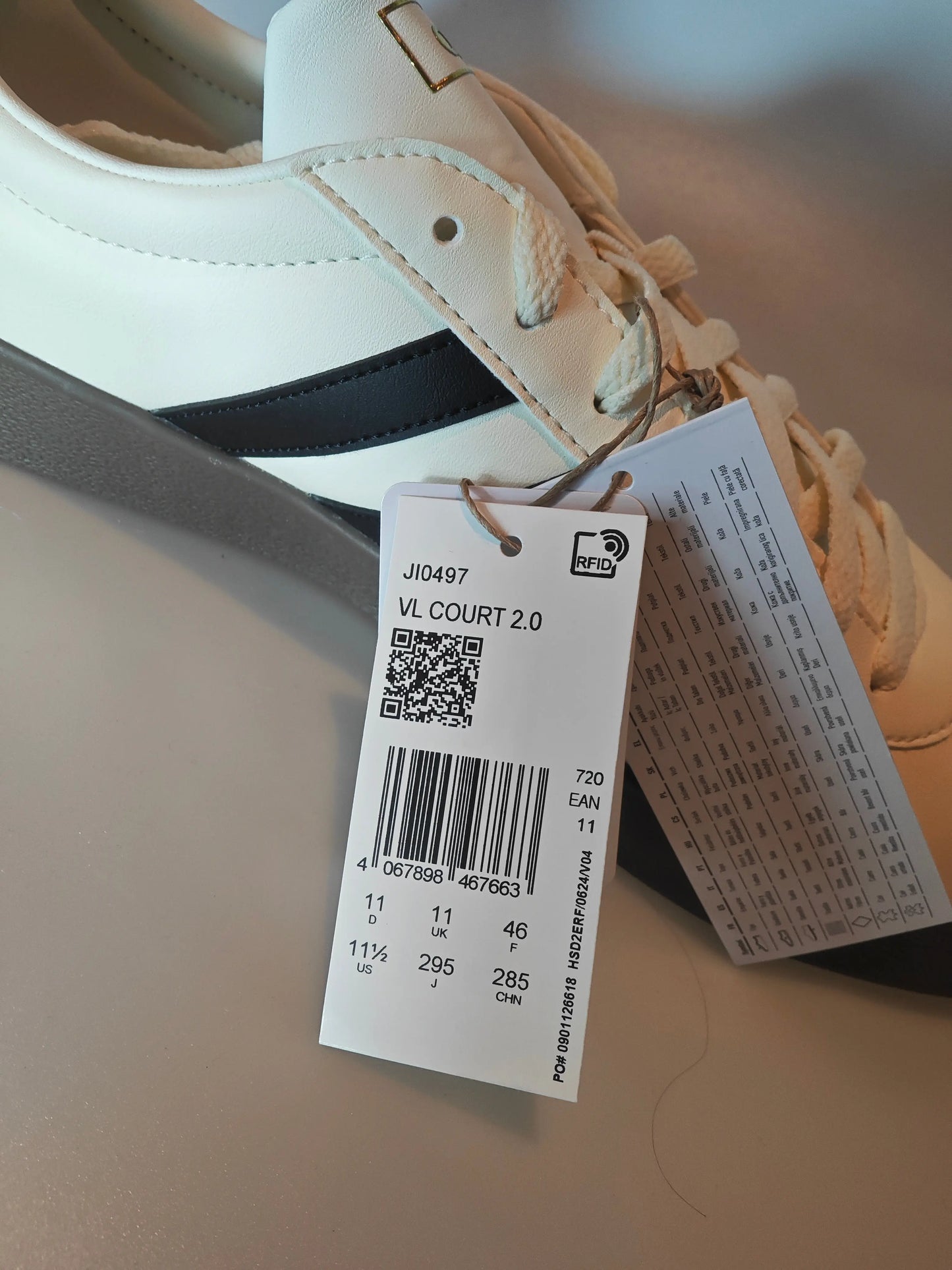 Adidas VL Court 2.0 blanc / noir – T46 – neuves avec boîte Adidas
