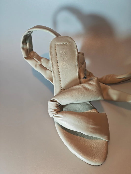 Sandales à talon IRO Paris cuir beige Oyster Grey – T37 – modèle avec liens – avec boîte & pochon IRO