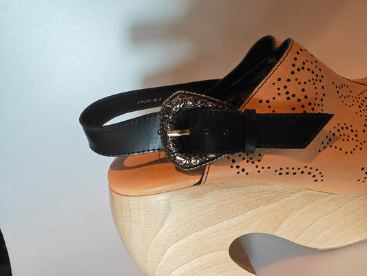 Sandales compensées Free Lance Paris Tansy 115 Perfo – T41 – cuir naturel/noir Free Lance