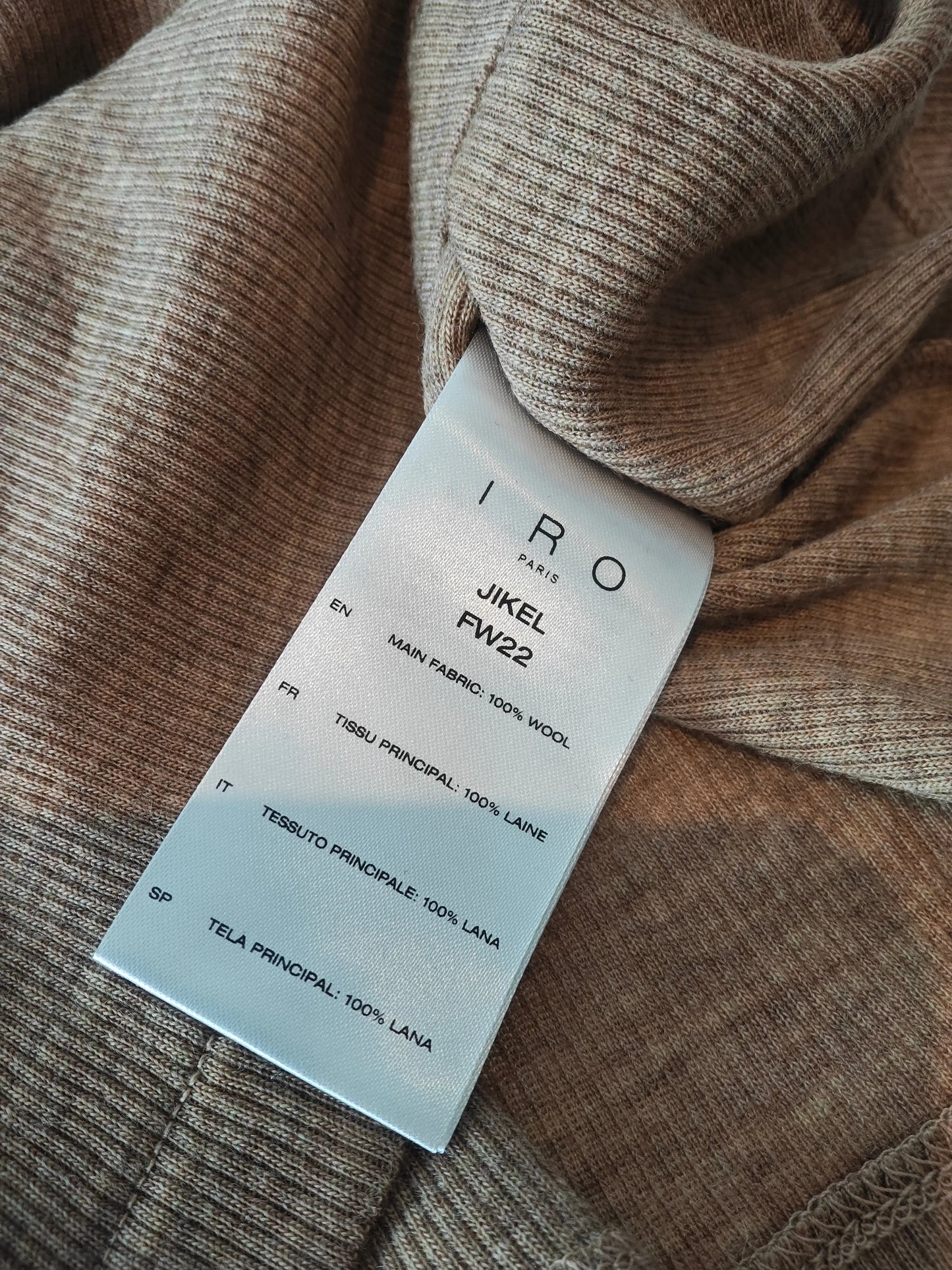 Top col montant IRO Paris 100% laine caramel coffee neuf S IRO