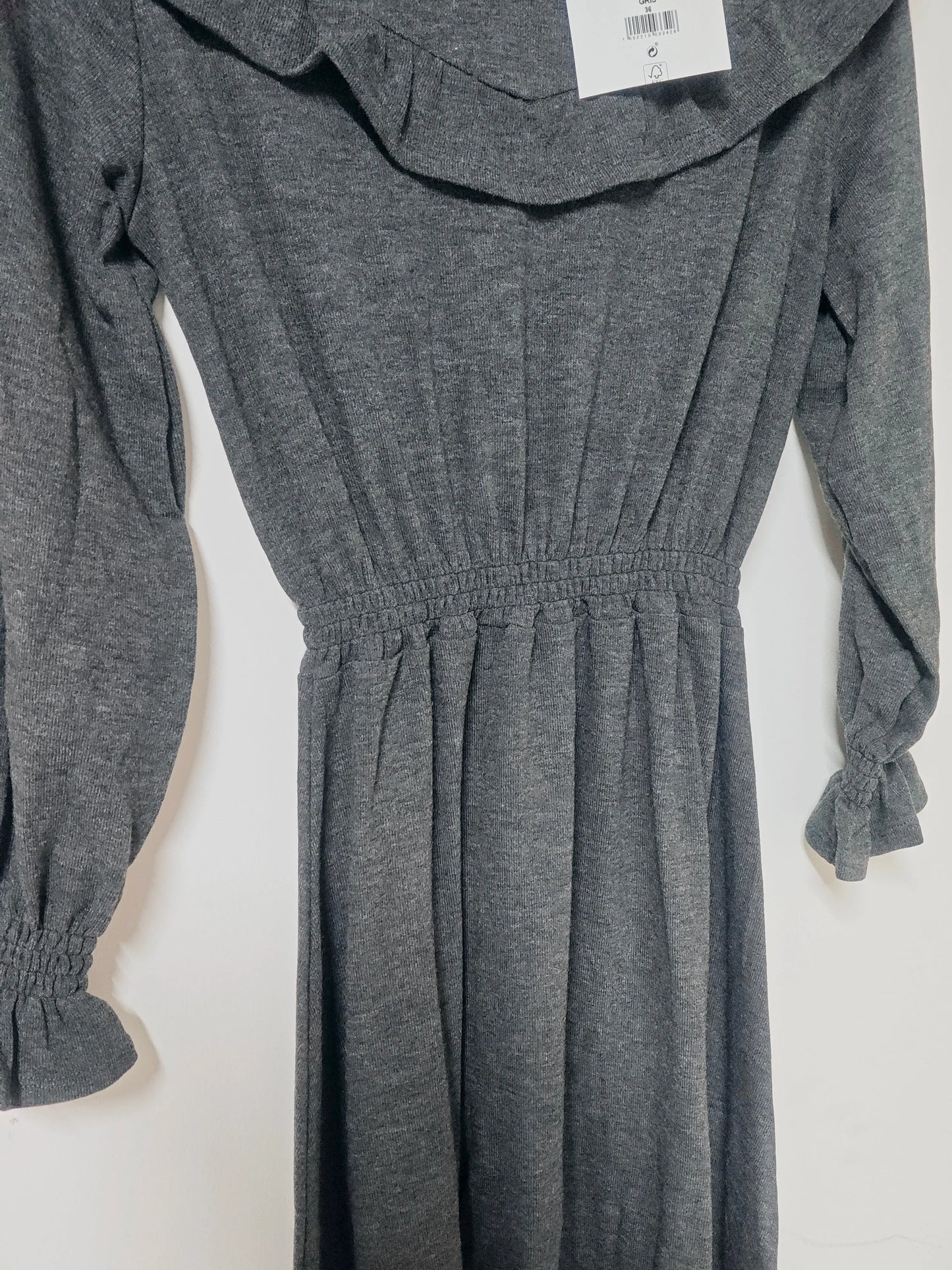 Robe grise #collectionIRL neuve T36 manches longues volant CollectionIRL