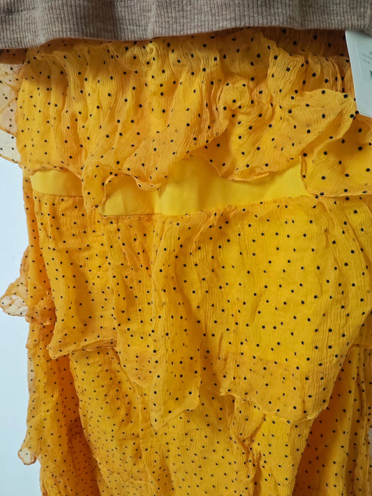 Jupe Sandro Paris jaune moutarde à pois noire neuve volants Taille 1 sandro