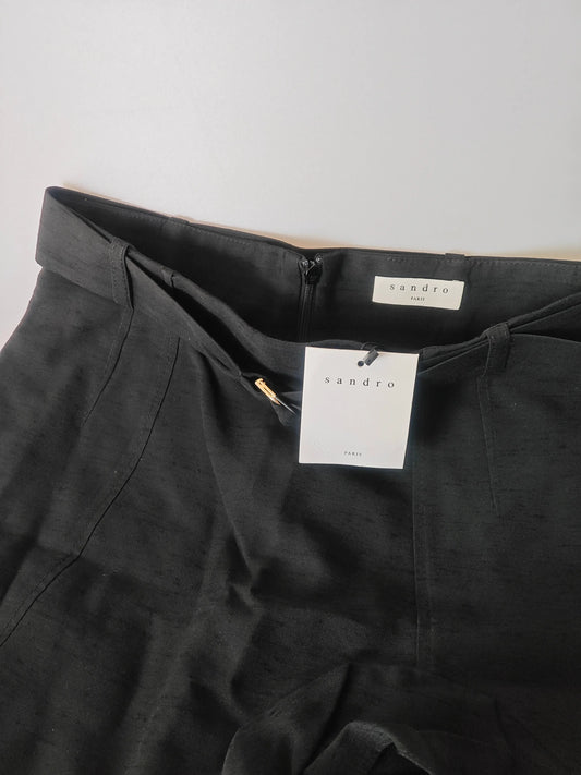 Jupe Sandro Paris noire neuve avec ceinture et volants T.36 sandro
