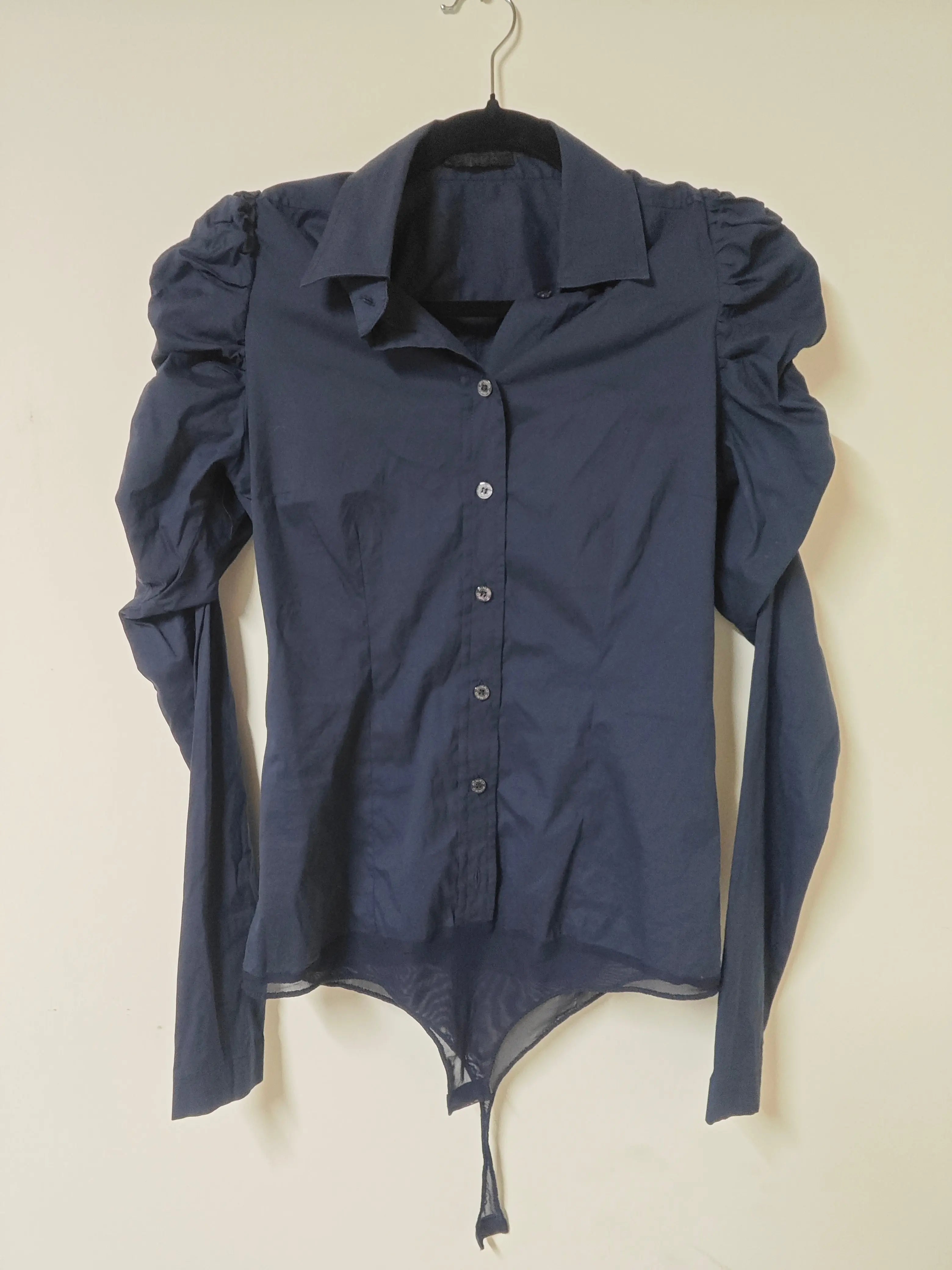 Body chemise Pinko bleu marine manches bouffantes T36 SECONDE MAIN Pinko