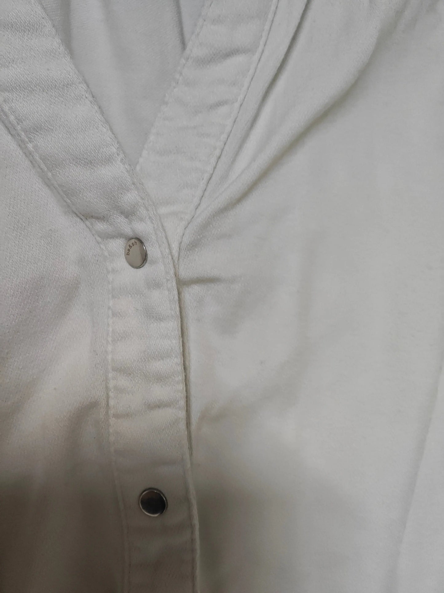 Blouse ba&sh blanche col volanté manches 3/4 - SECONDE MAIN ba&sh