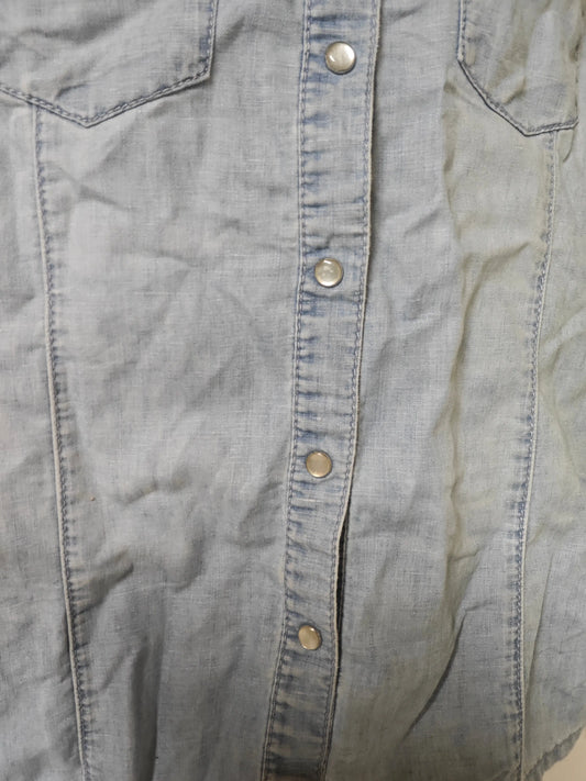 Chemise en jean clair IKKS 36 coton lin occasion bon état ikks