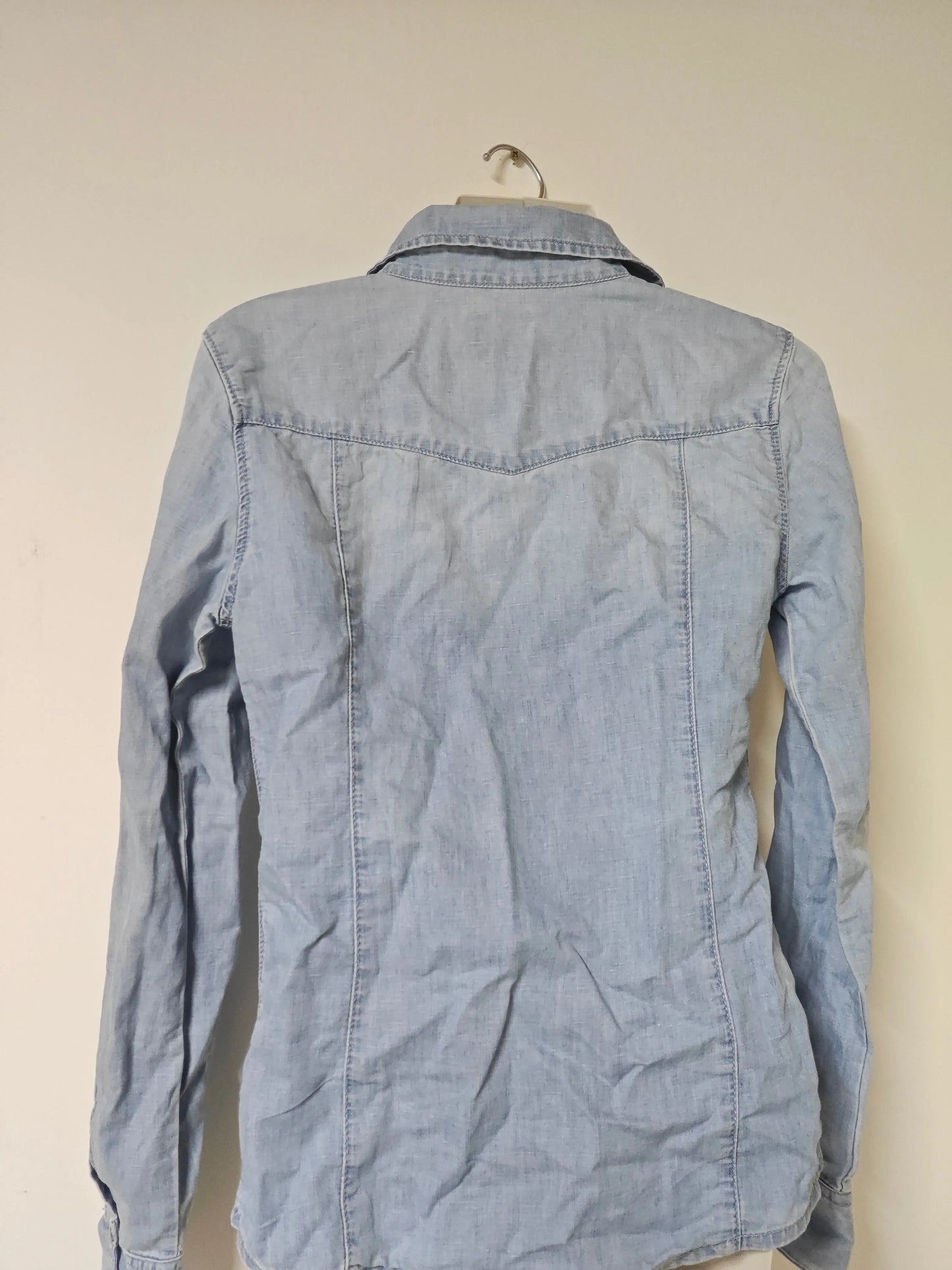 Chemise en jean clair IKKS 36 coton lin occasion bon état ikks