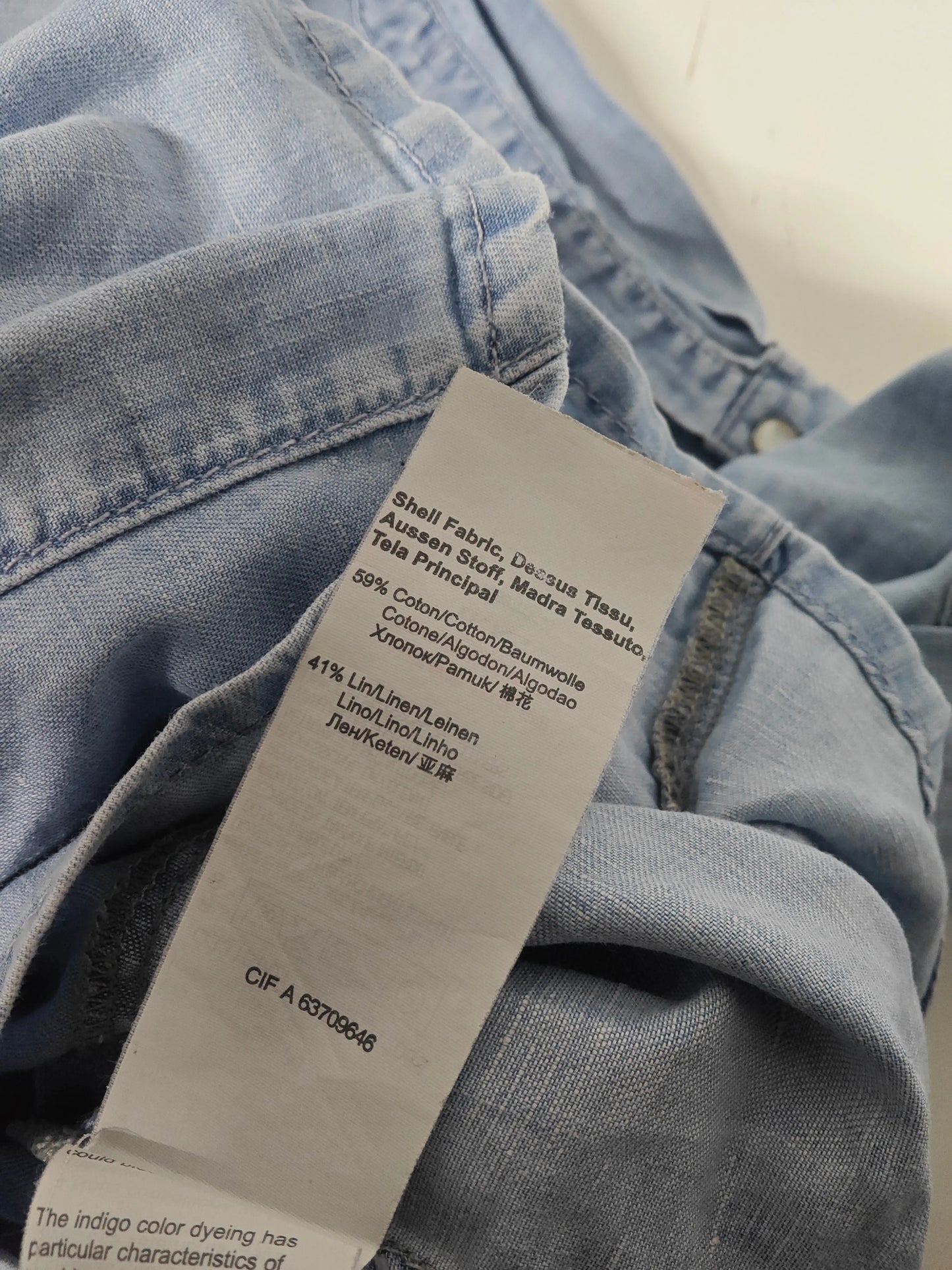 Chemise en jean clair IKKS 36 coton lin occasion bon état ikks