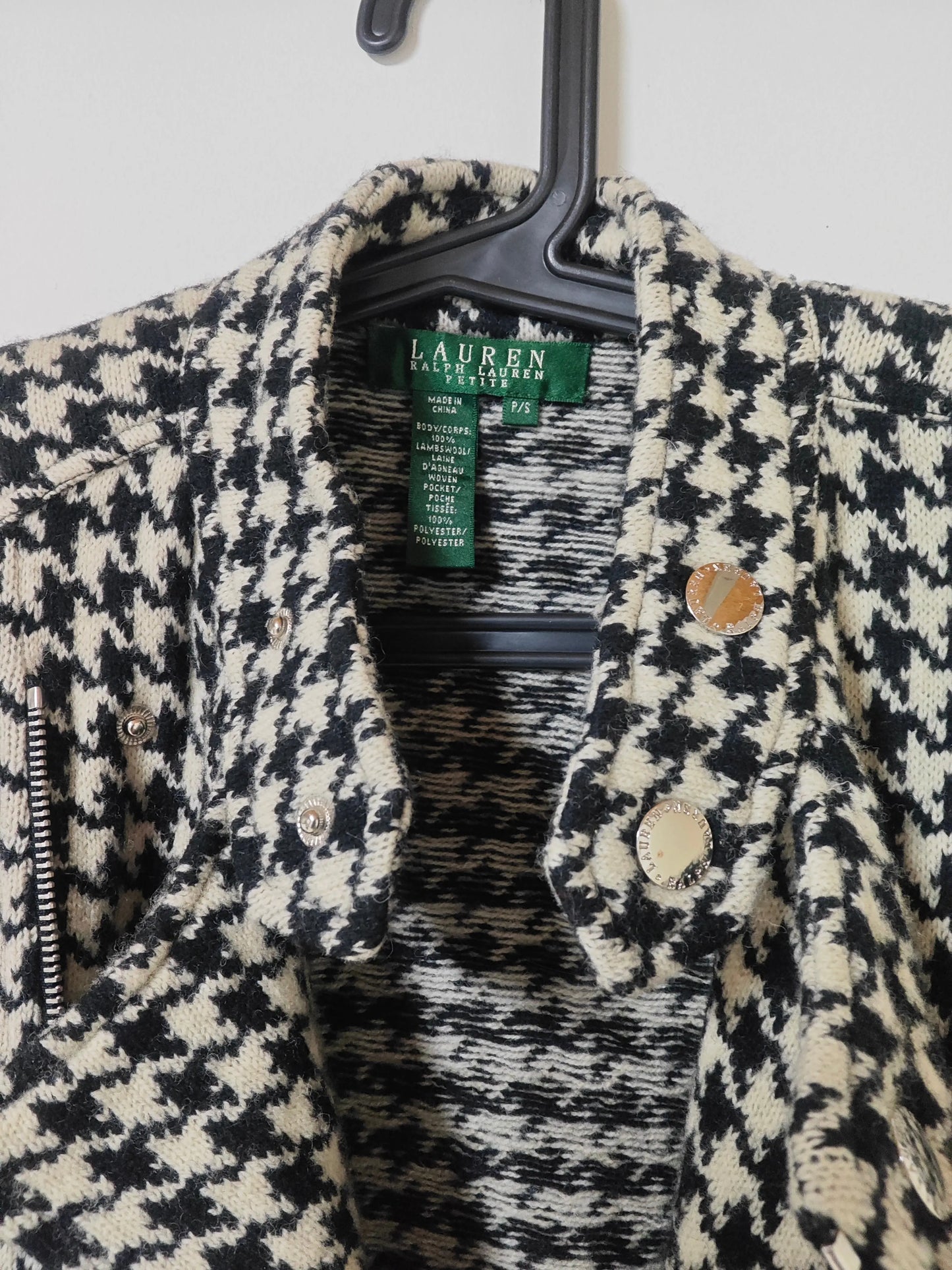 Veste Lauren Ralph Lauren pied-de-poule noir et écru P/S très bon état Lauren Ralph Lauren