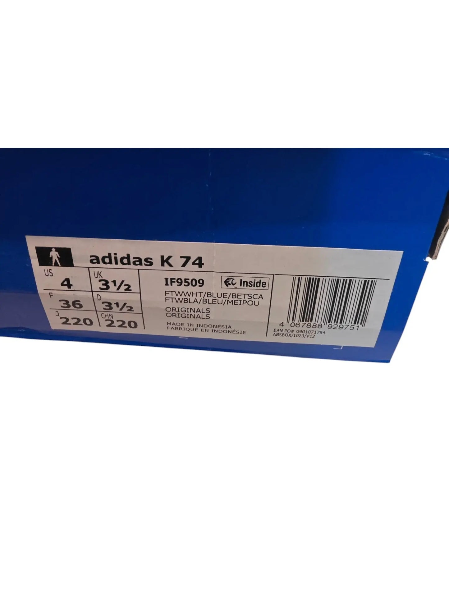 Adidas K 74 blanches bleu rouge T36 neuves avec étiquette Adidas