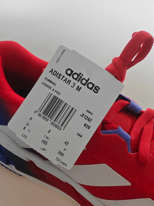 Adidas Adistar 3 M running T42 neuves rouge bleu blanc Adidas