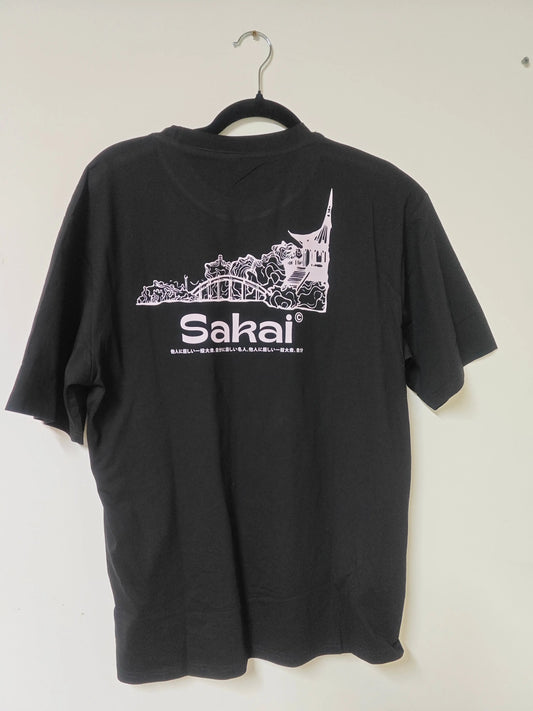 T-shirt Reyes Sakai noir 100% coton taille M imprimé dos Sakai