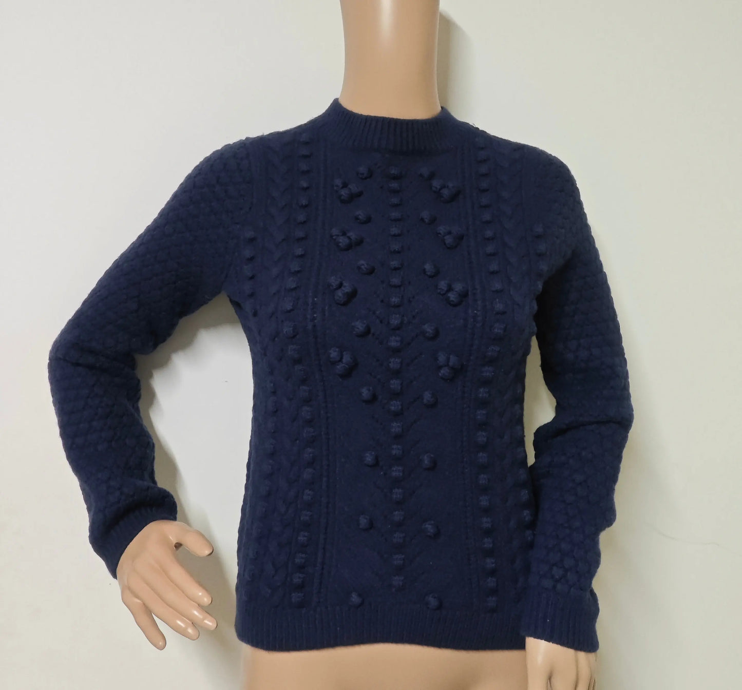 Pull Sézane bleu marine 100% laine maille fantaisie SECONDE MAIN Sézane