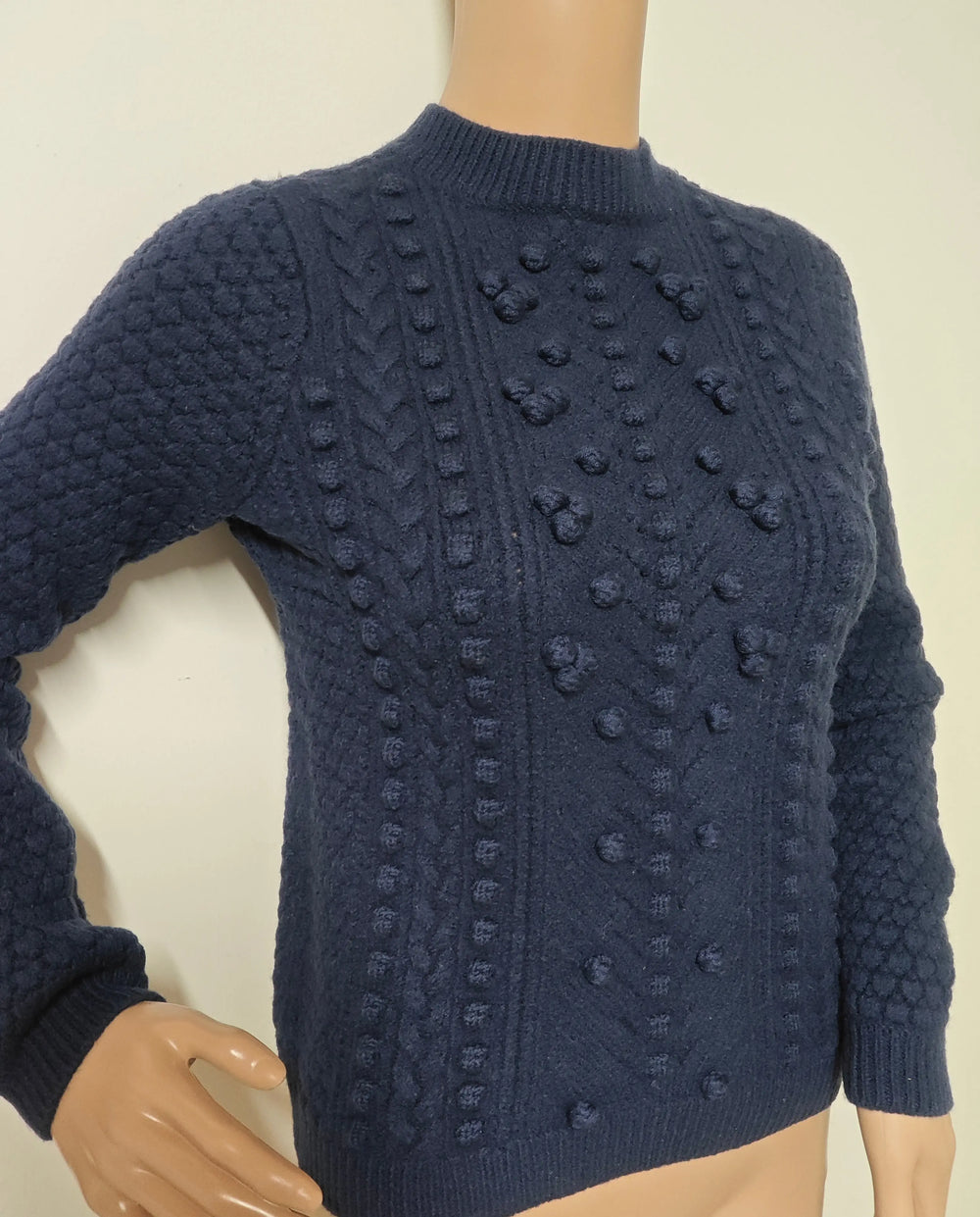 Pull Sézane bleu marine 100% laine maille fantaisie SECONDE MAIN Sézane