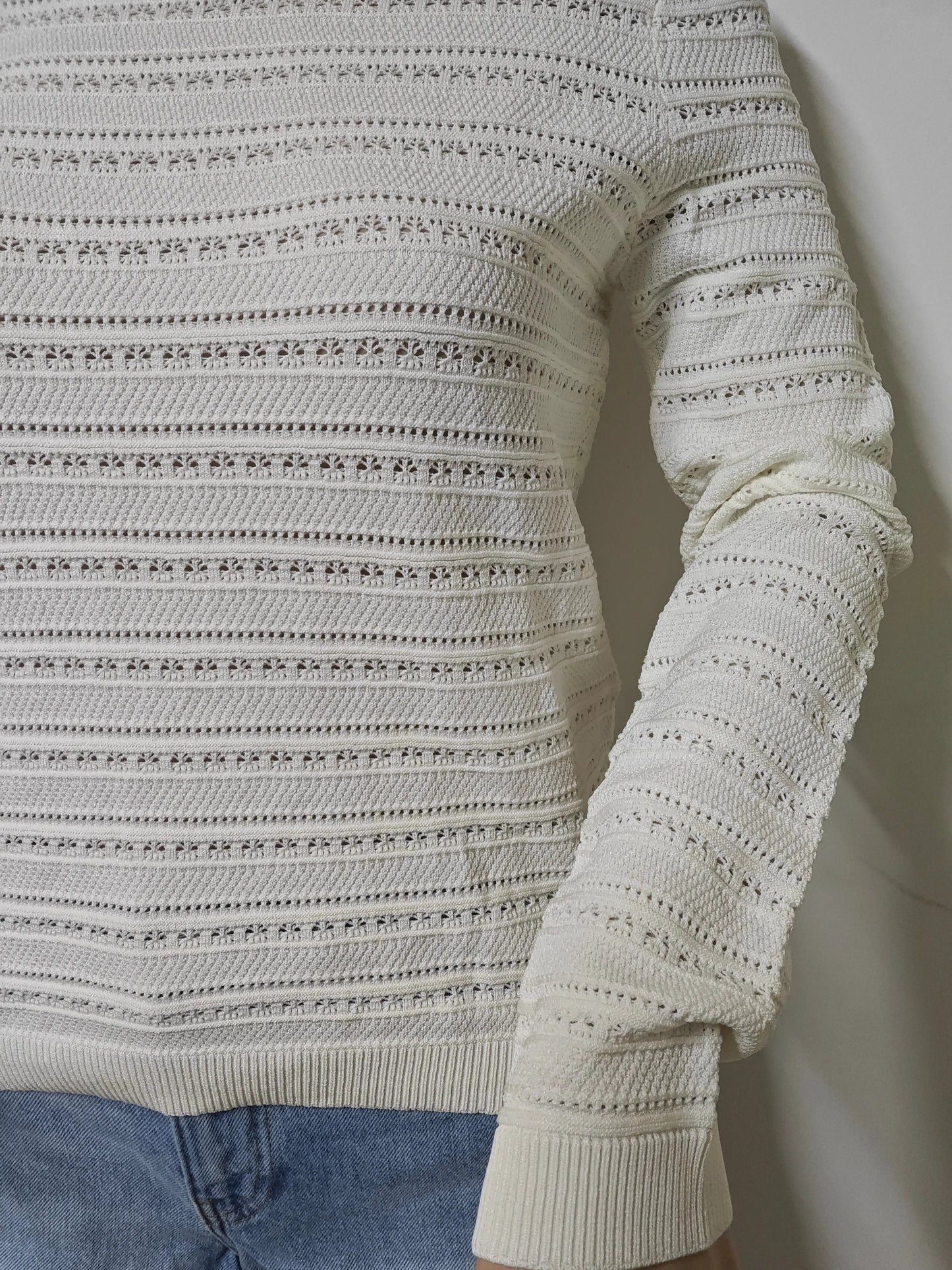 Pull Maje écru maille ajourée boutons épaule T1 Maje
