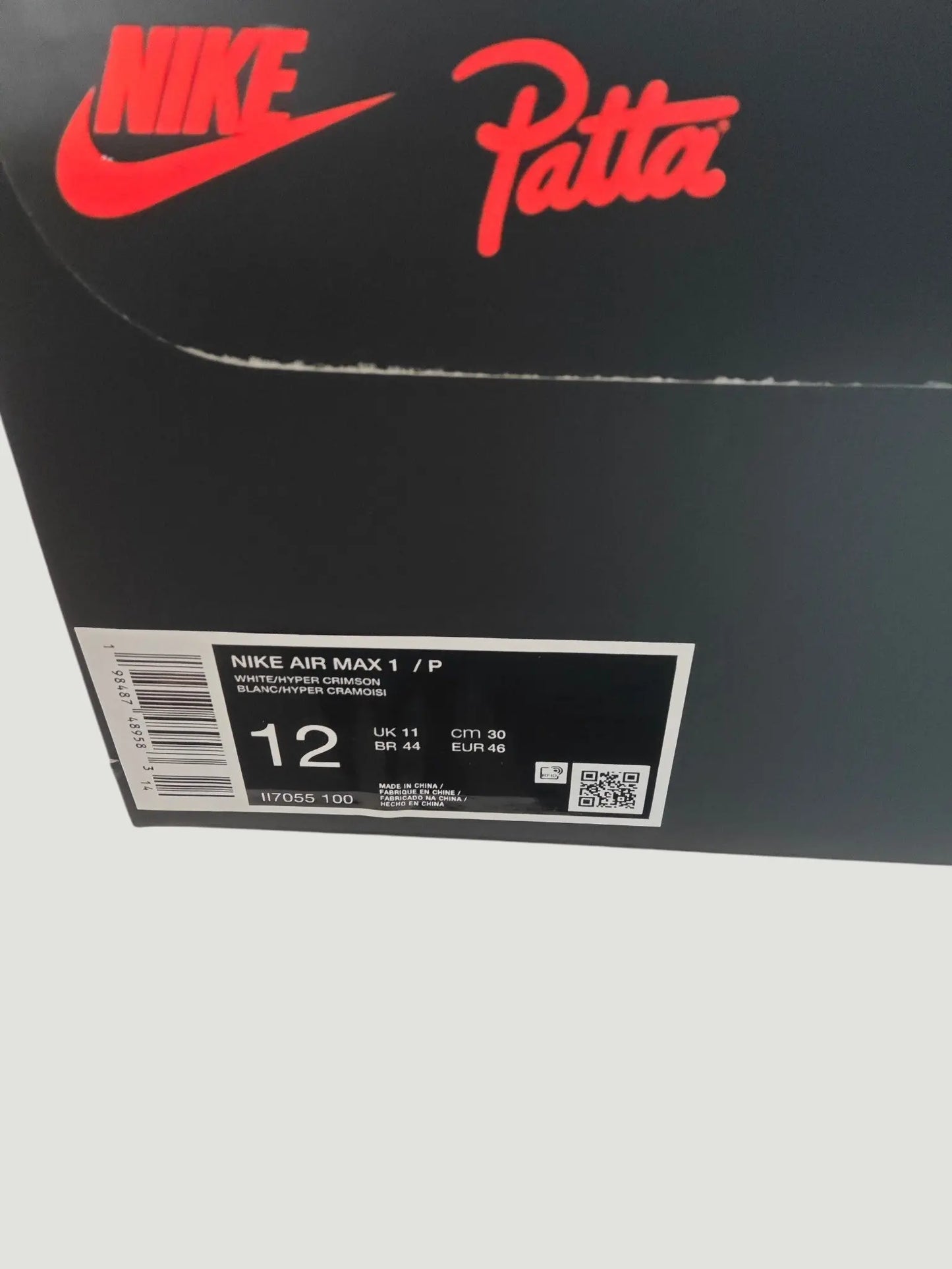 Patta X Nike Air Max 1 (White/Hyper Crimson-Pure Platinum) T46 nike