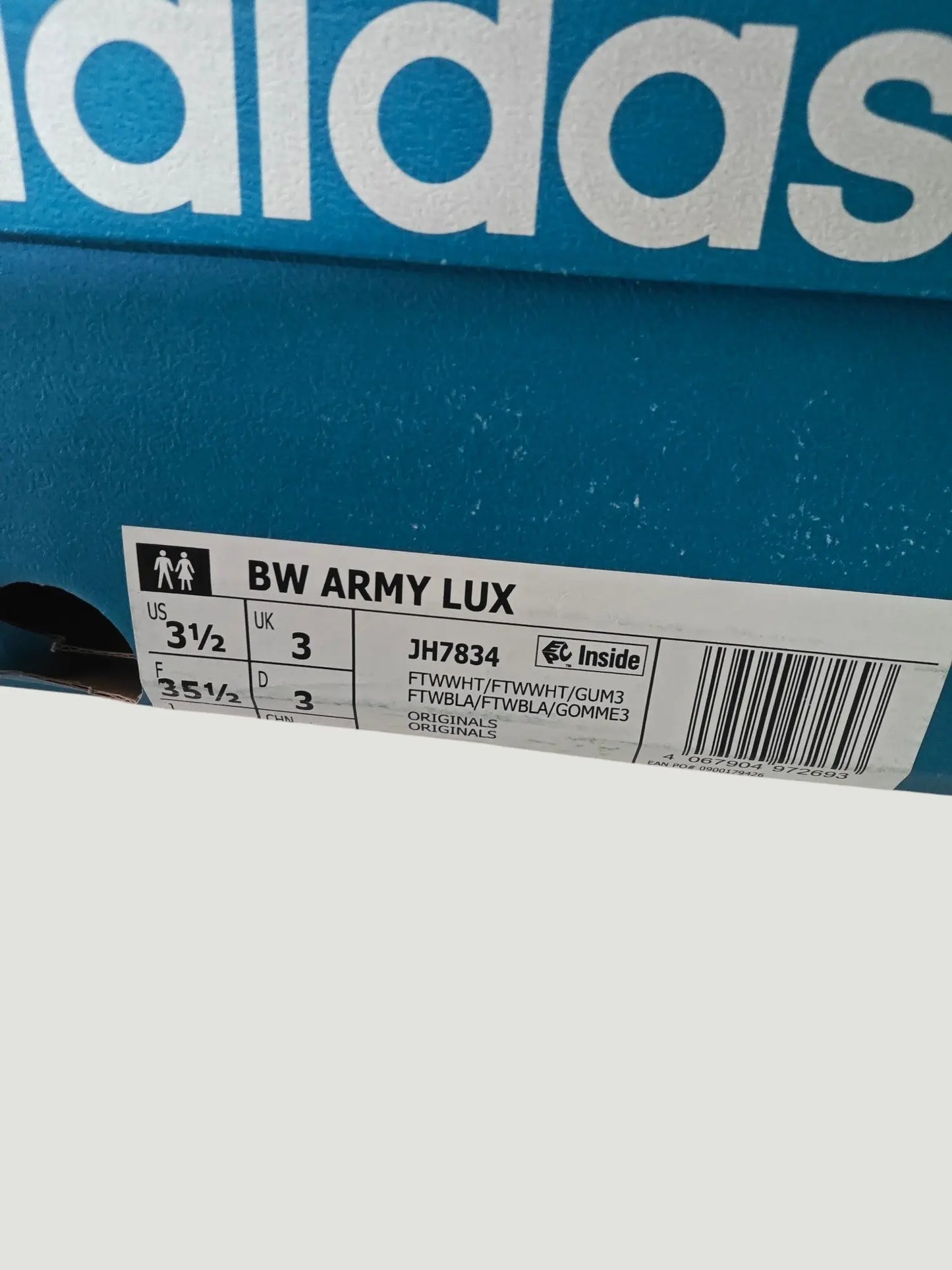 Adidas BW Army Lux neuves – T. 35 1/2 – blanc cassé / gomme – cuir premium adidas