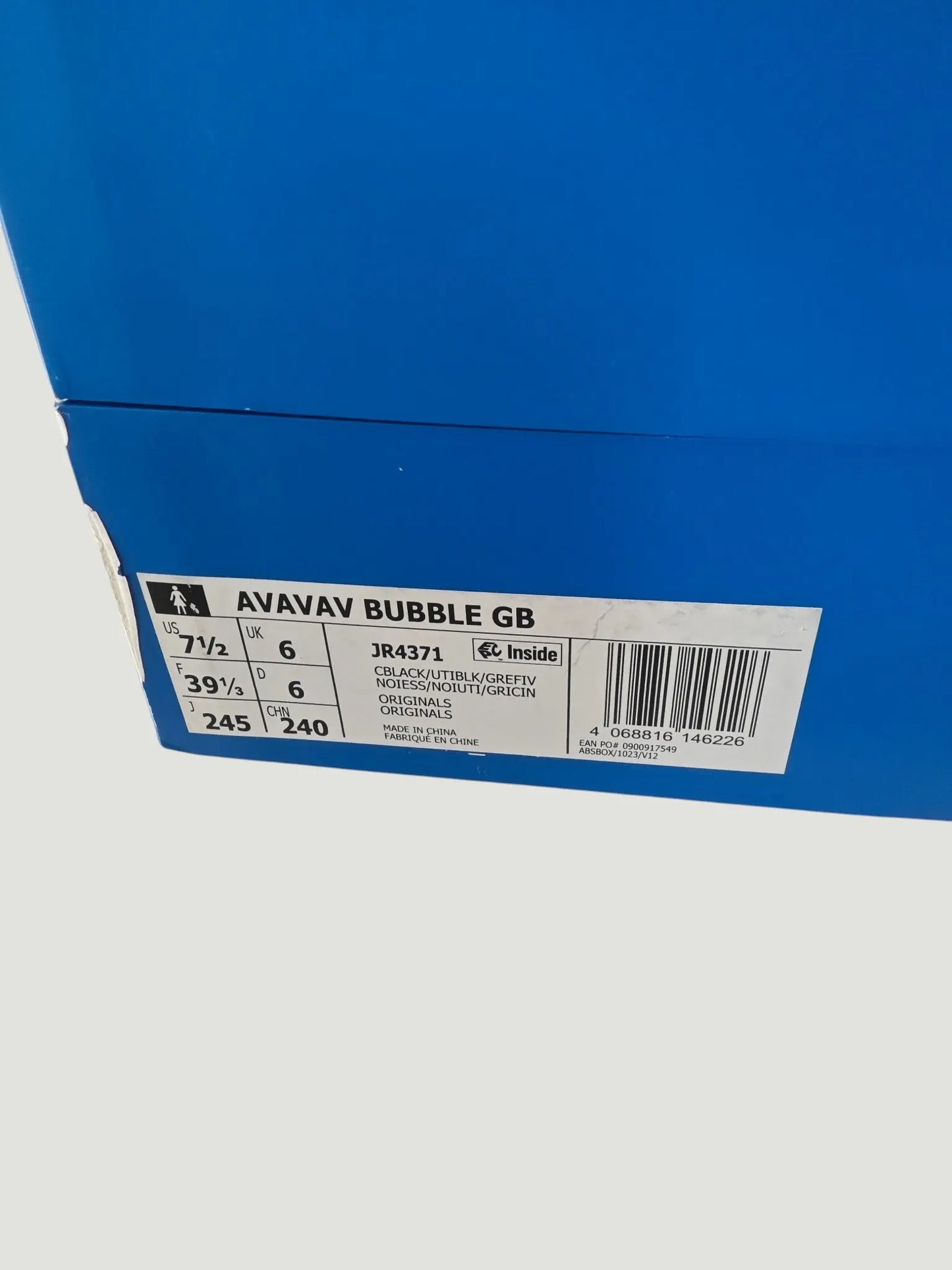 Adidas x AVAVAV Bubble GB neuves – T. 39 1/3 – noir – boîte + lacets Adidas