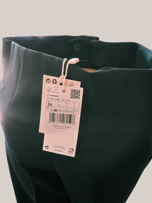 Pantalon Mango femme vert sapin taille 36 Mango