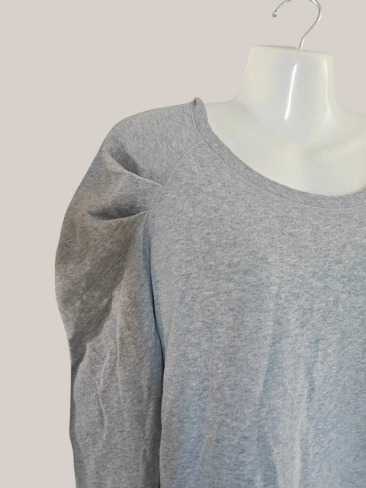 Sweat Sandro gris chiné manches bouffantes T1 - SECONDE MAIN Sandro
